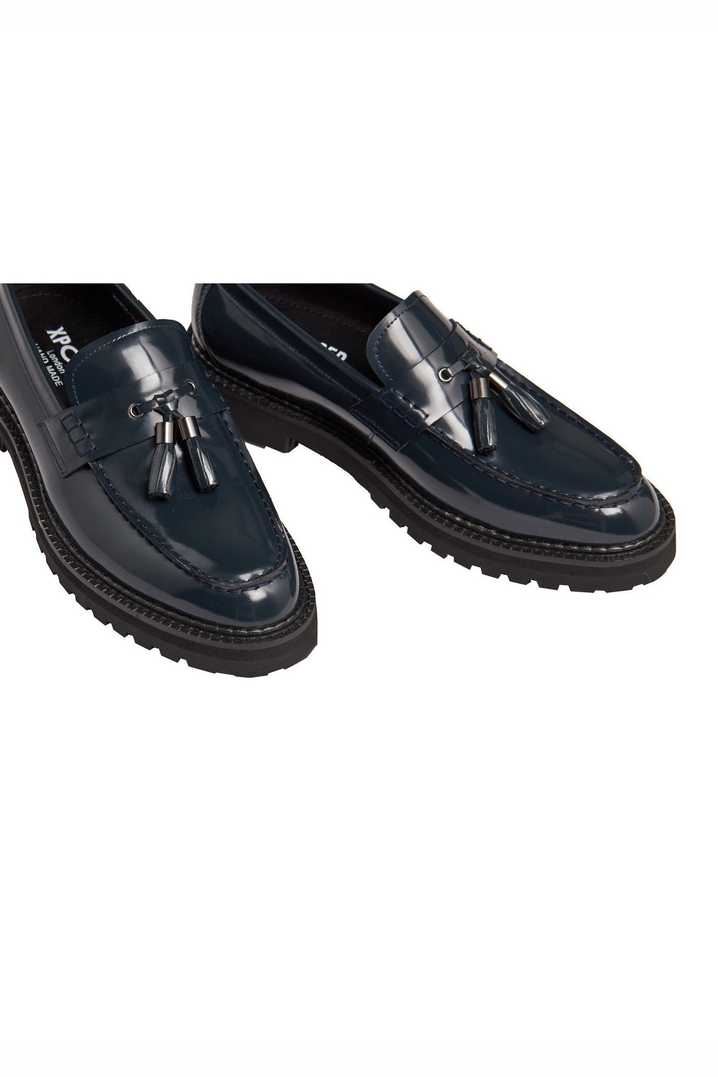 BLUE PATENT LEATHER TASSEL LOAFERS
