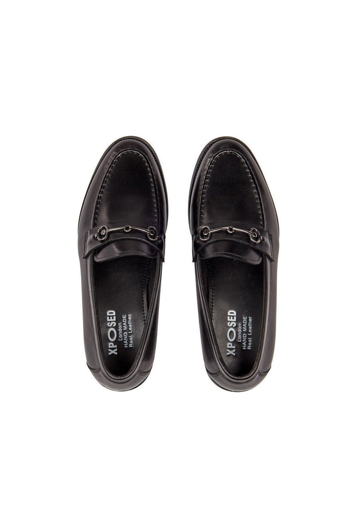 BLACK SNAFFLE BUCKLE LEATHER SHOES