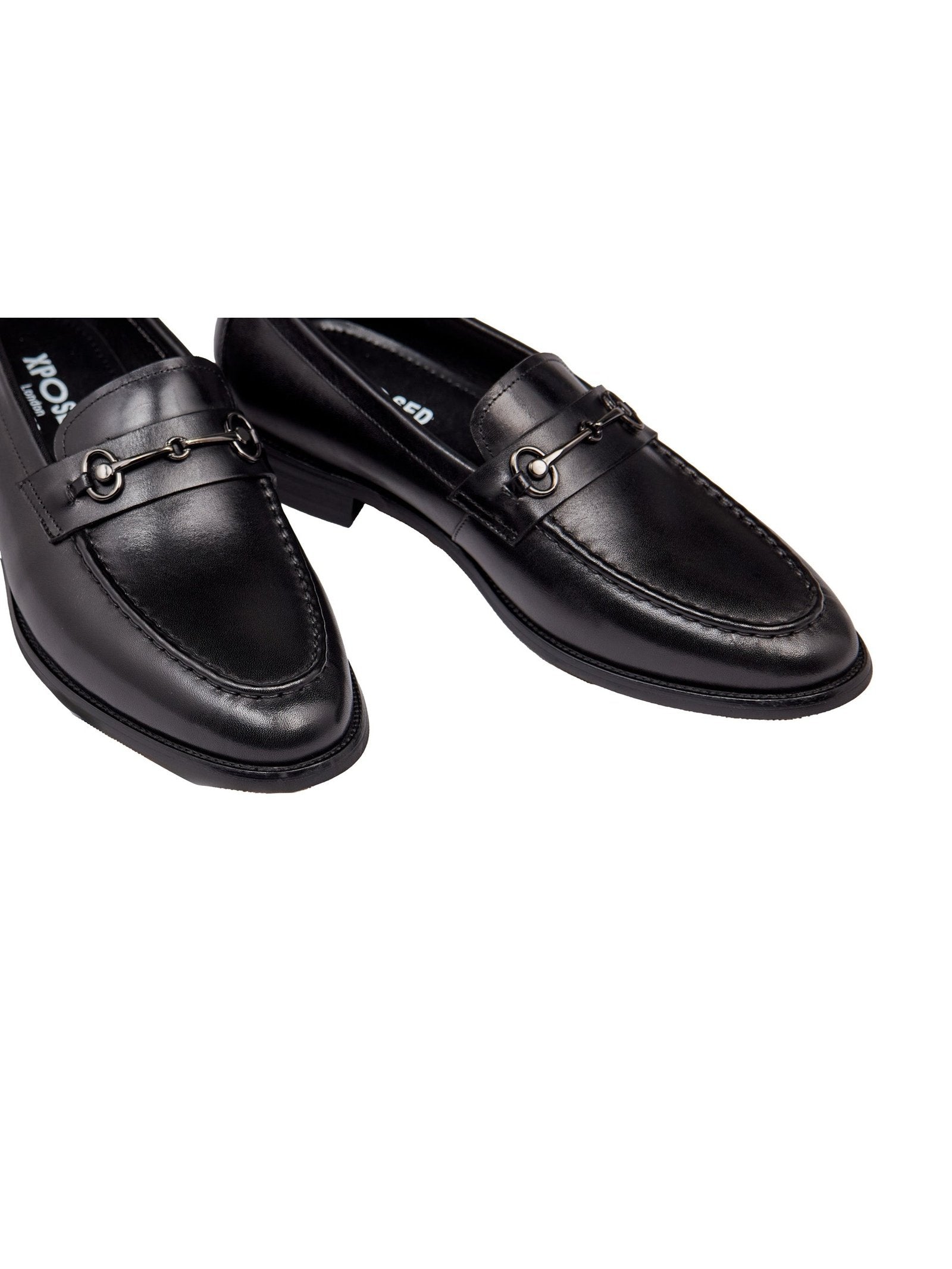 BLACK SNAFFLE BUCKLE LEATHER SHOES