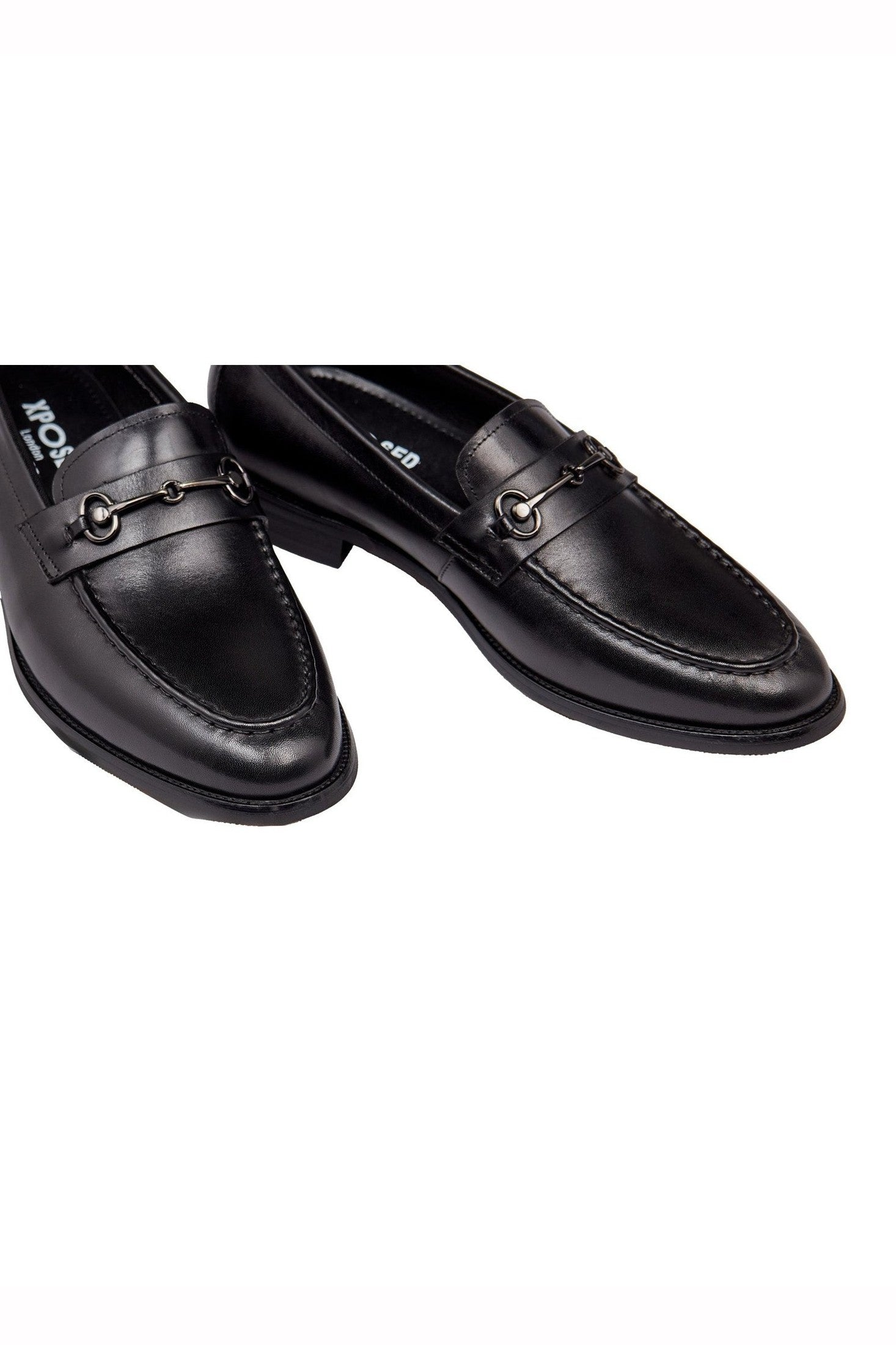 BLACK SNAFFLE BUCKLE LEATHER SHOES