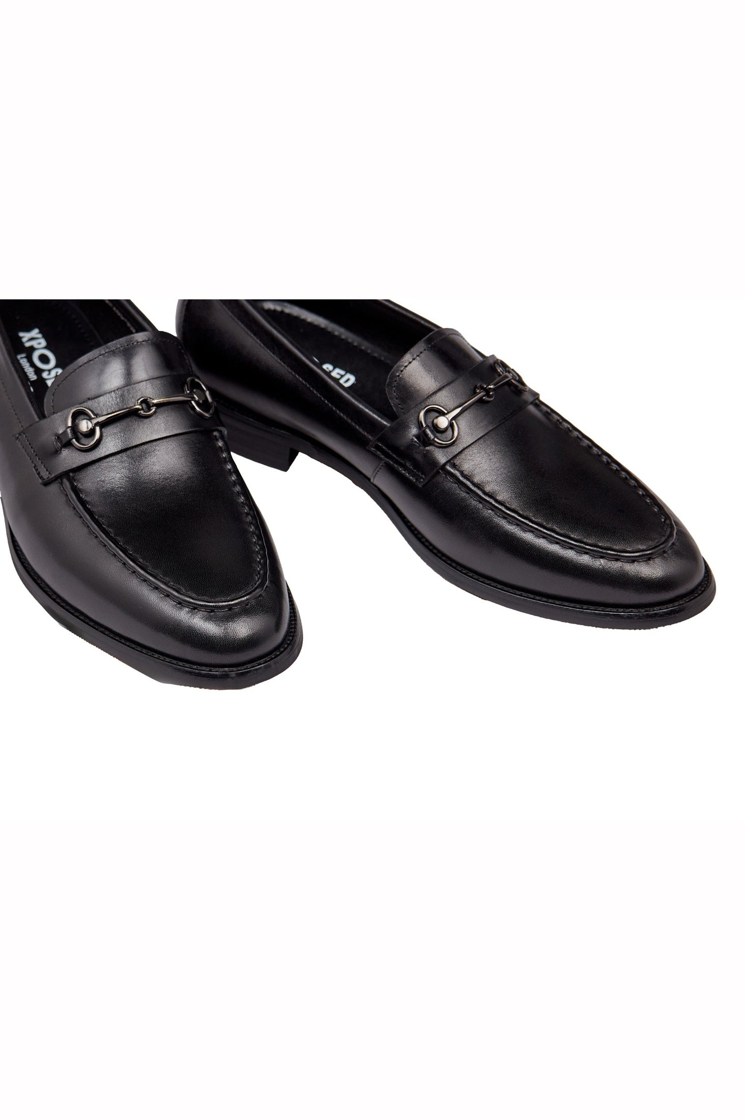 BLACK SNAFFLE BUCKLE LEATHER SHOES