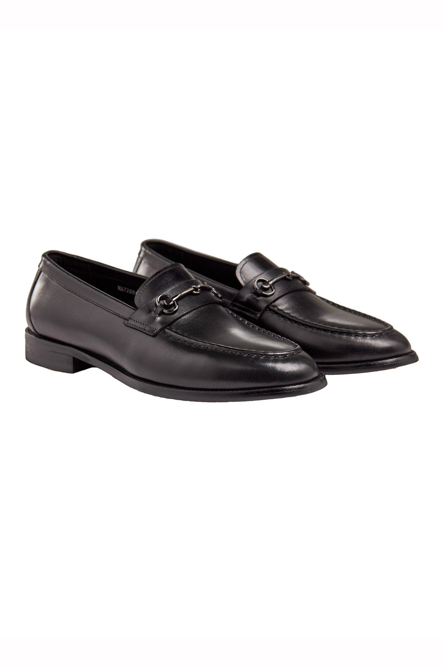 BLACK SNAFFLE BUCKLE LEATHER SHOES