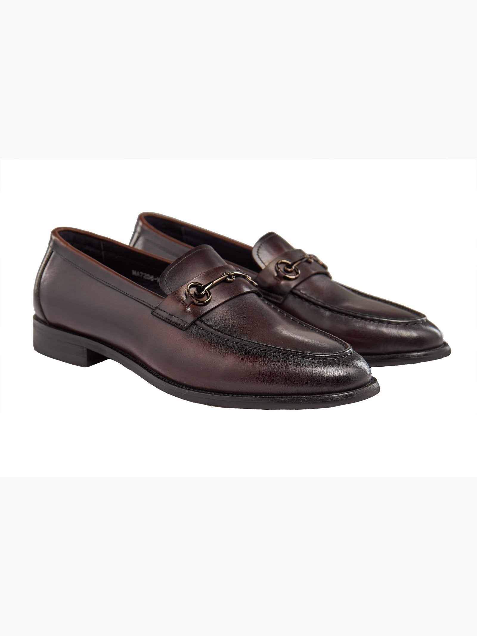 BROWN SNAFFLE BUCKLE LEATHER SHOES