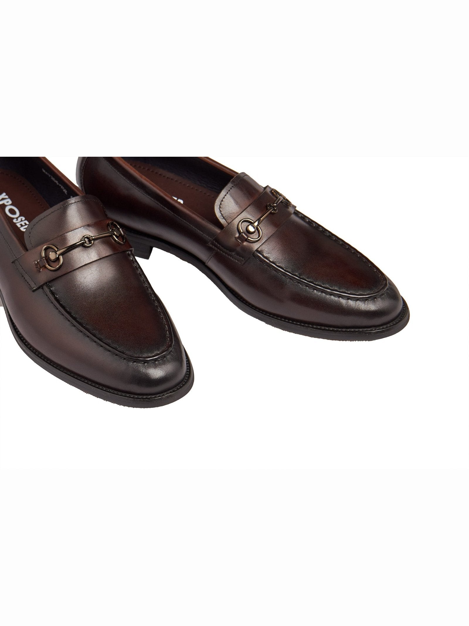 BROWN SNAFFLE BUCKLE LEATHER SHOES