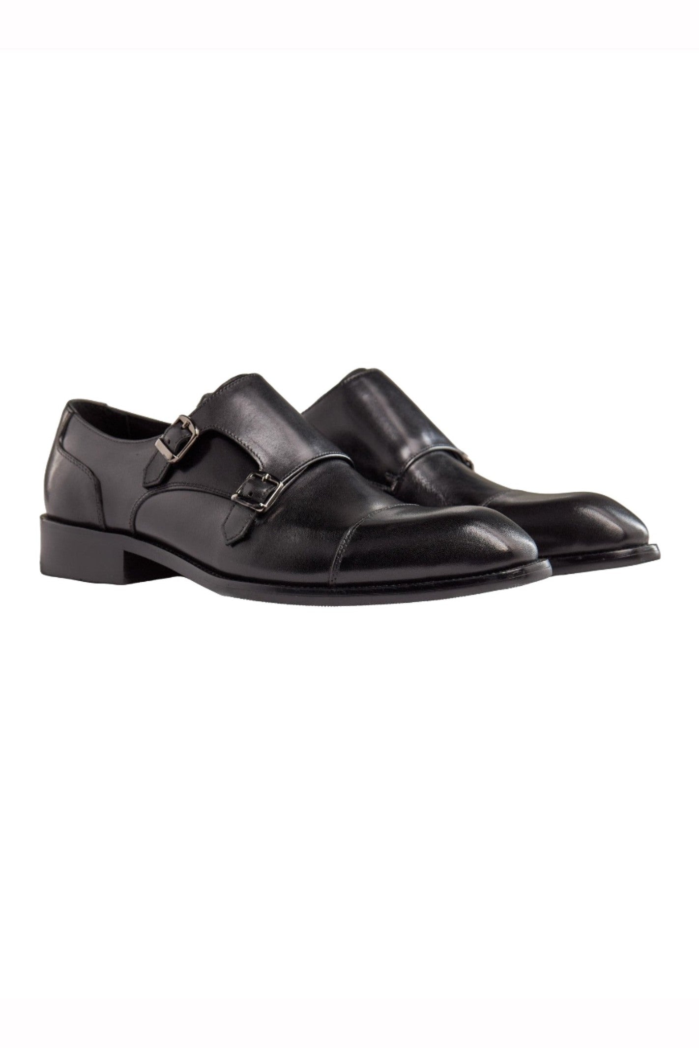 BLACK DOUBLE MONK SHOES