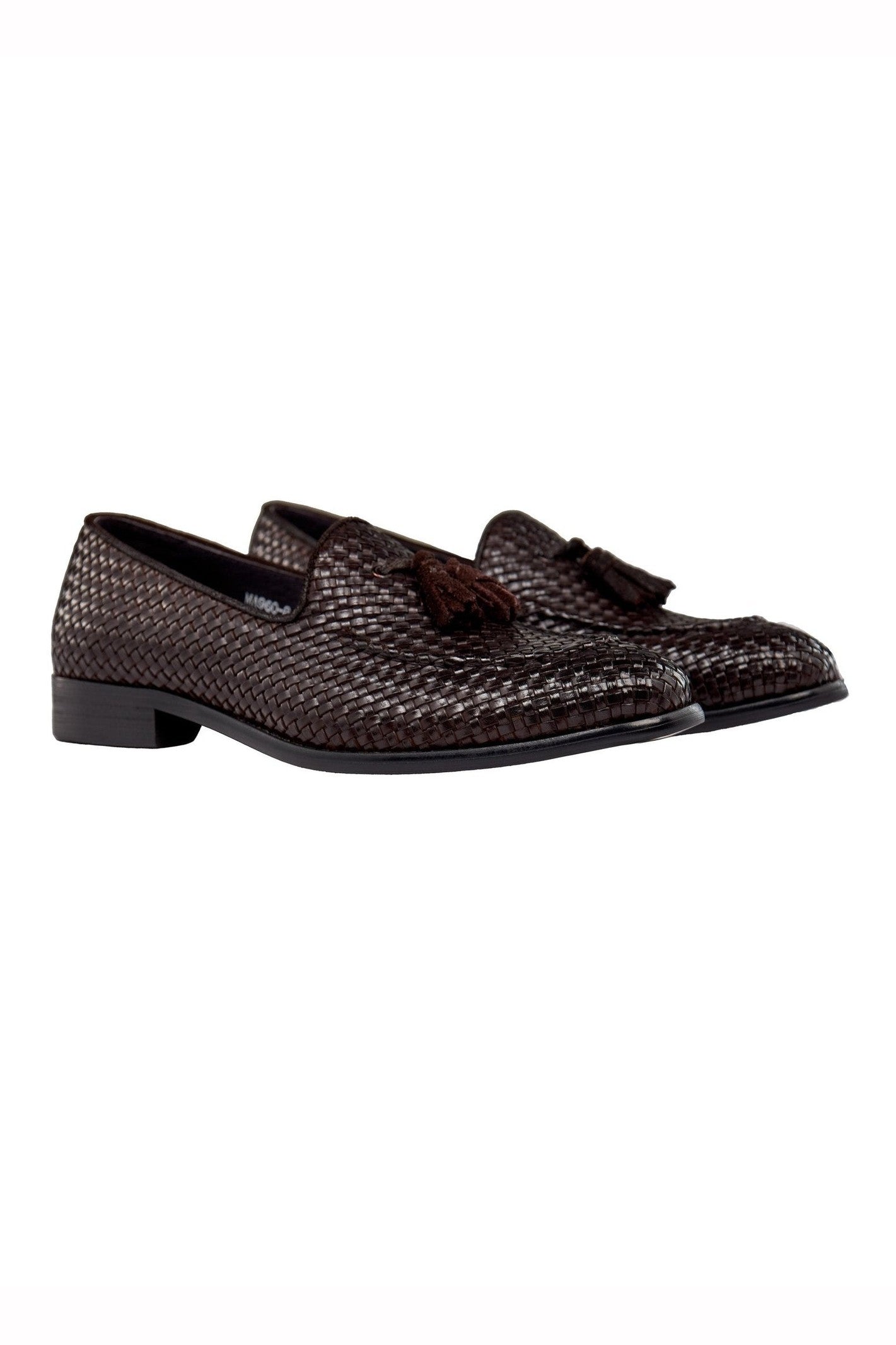BROWN WOVEN LEATHER TASSEL LOAFER