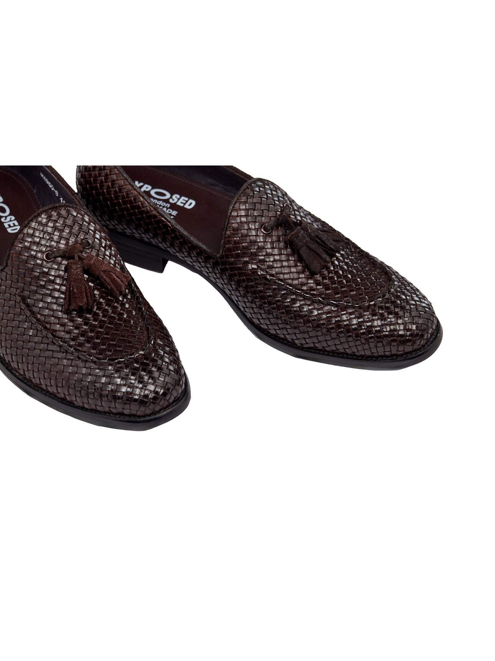 BROWN WOVEN LEATHER TASSEL LOAFER
