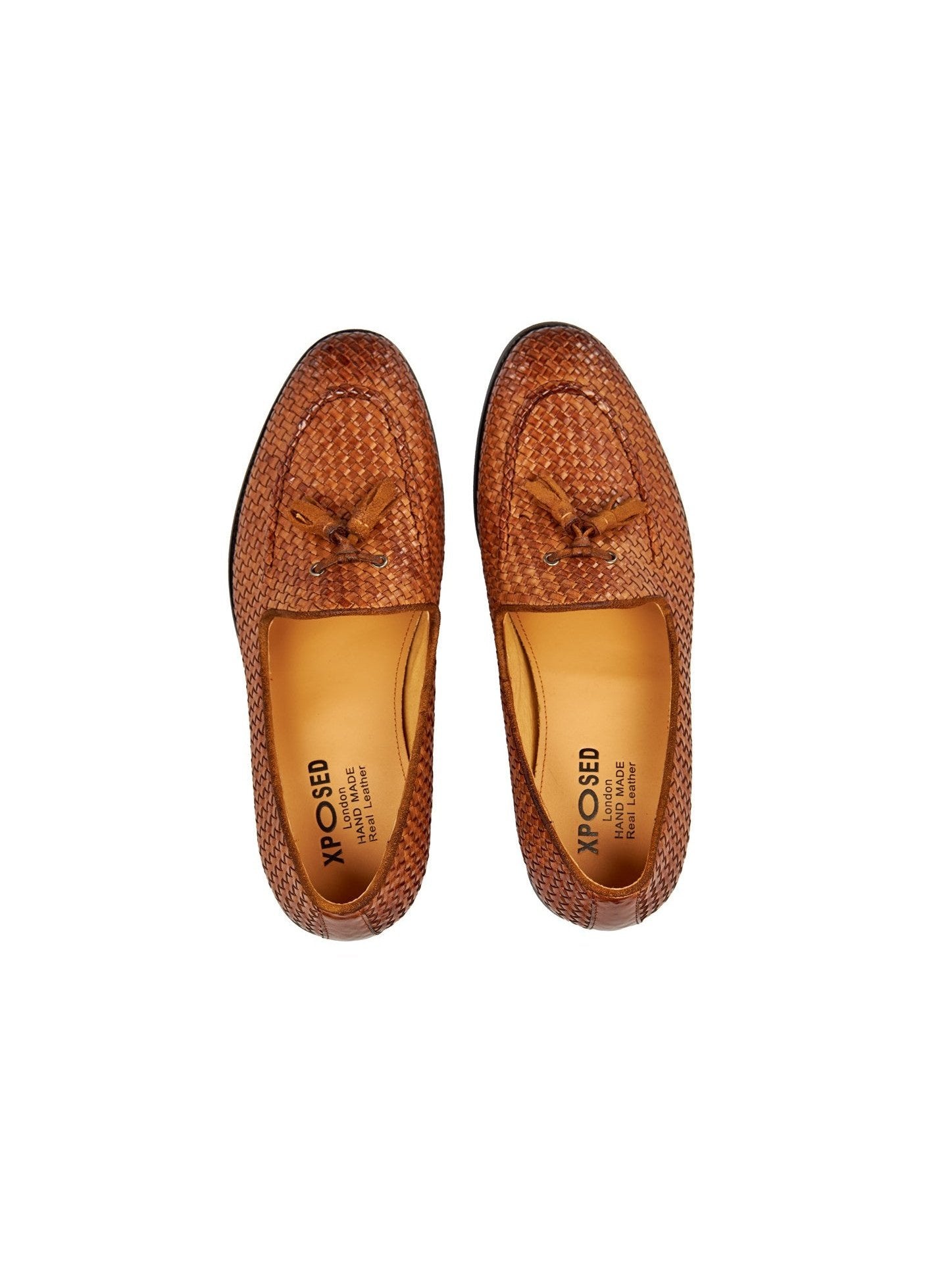 TAN WOVEN LEATHER TASSEL LOAFER