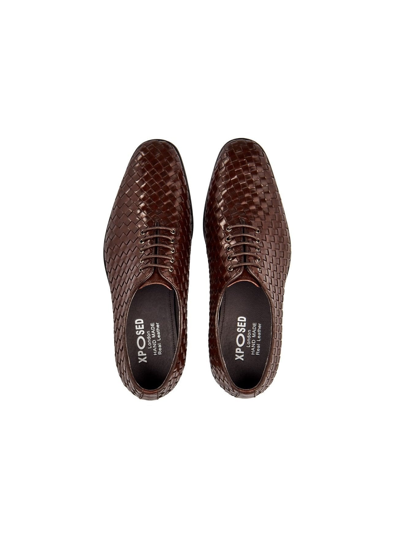 BROWN WOVEN LEATHER SHOES