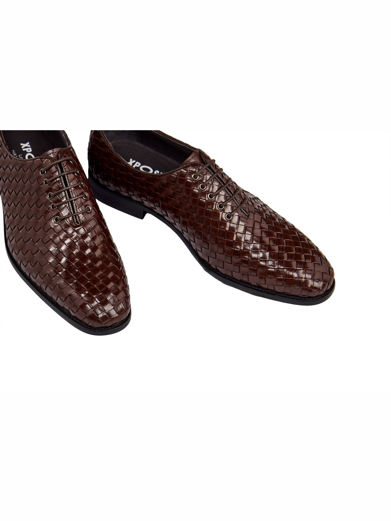 BROWN WOVEN LEATHER SHOES