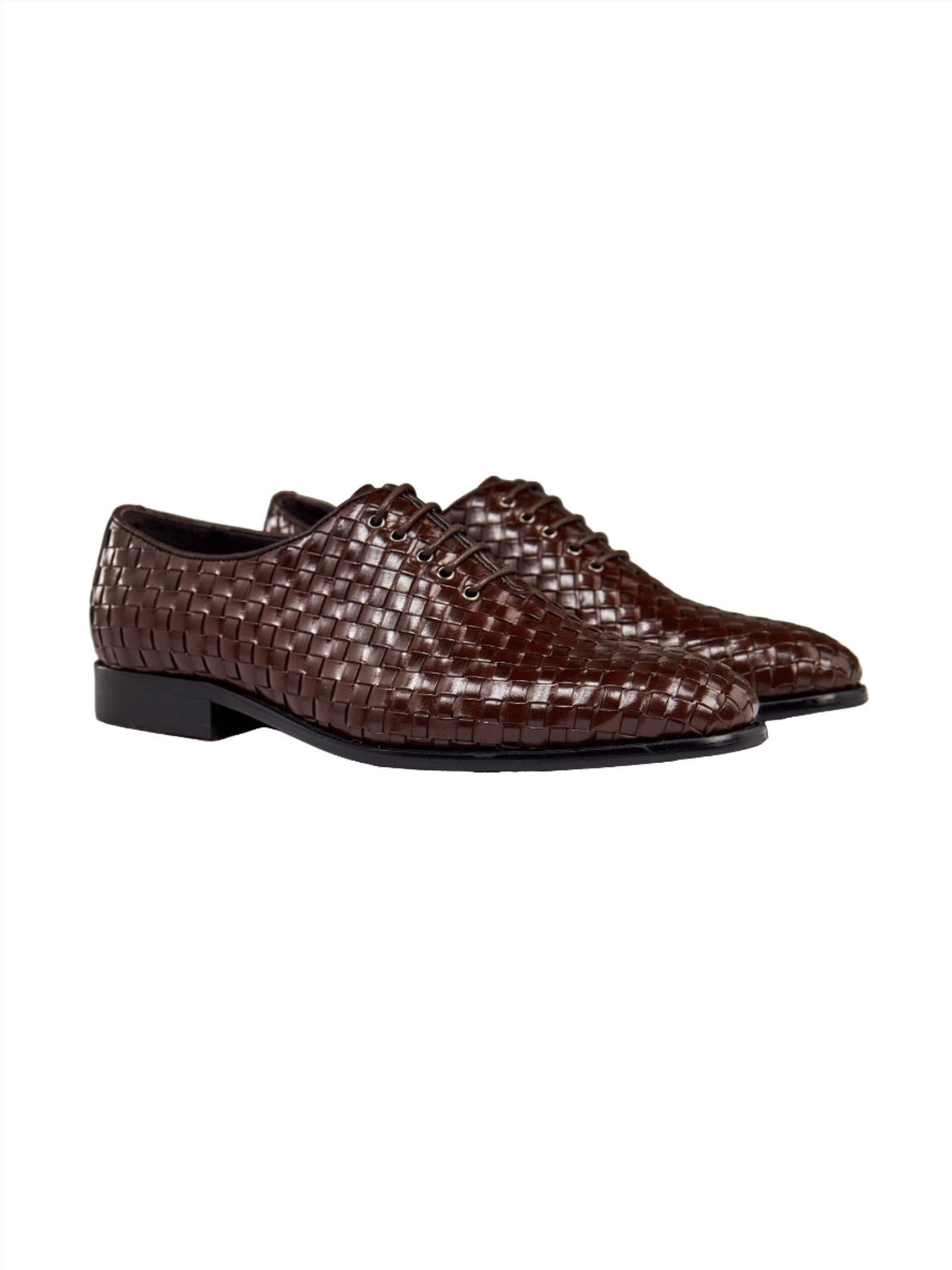 BROWN WOVEN LEATHER SHOES