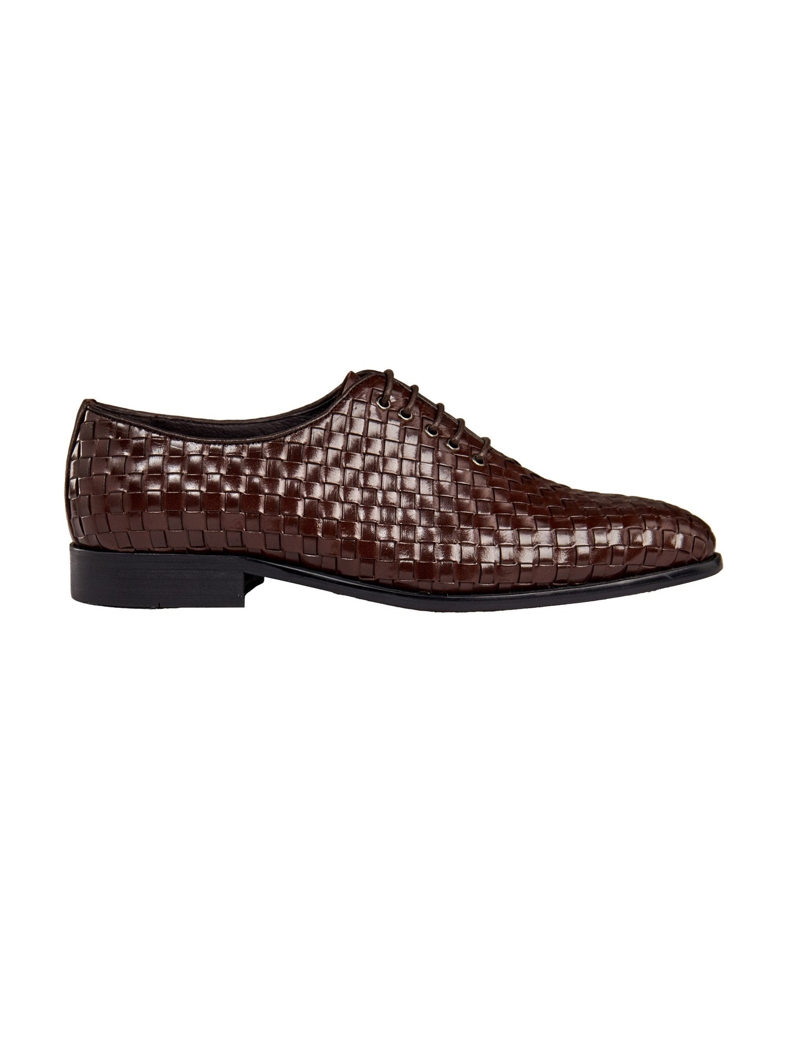 BROWN WOVEN LEATHER SHOES