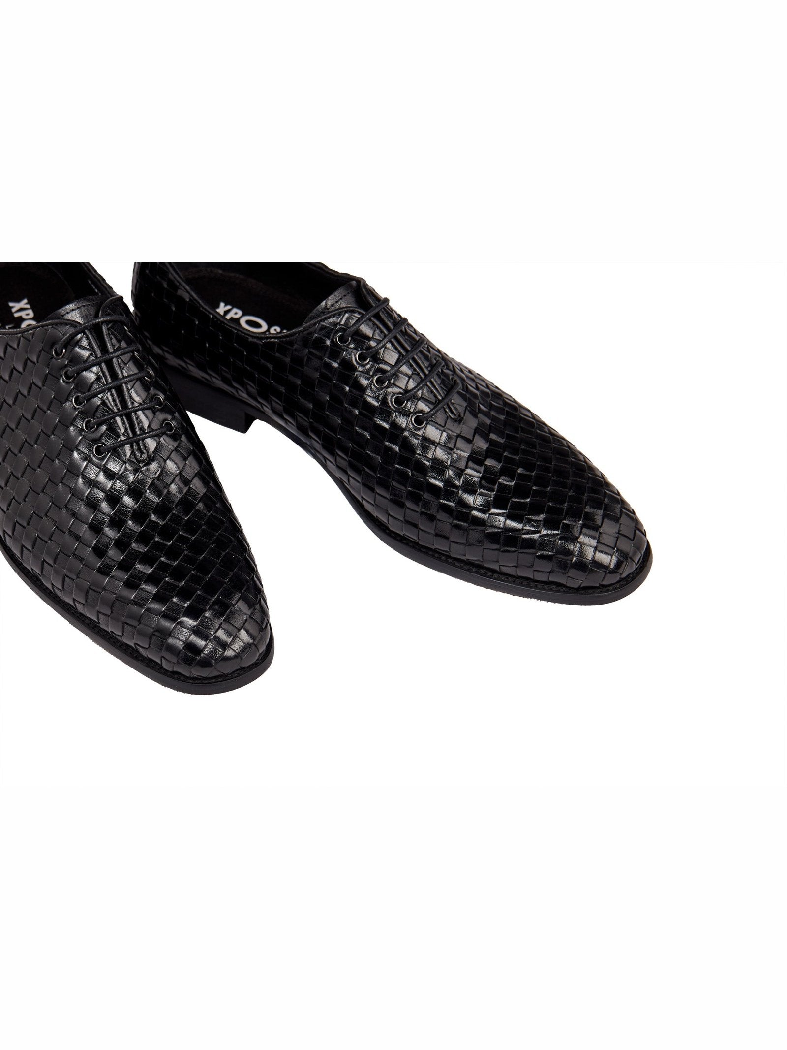BLACK WOVEN LEATHER SHOES