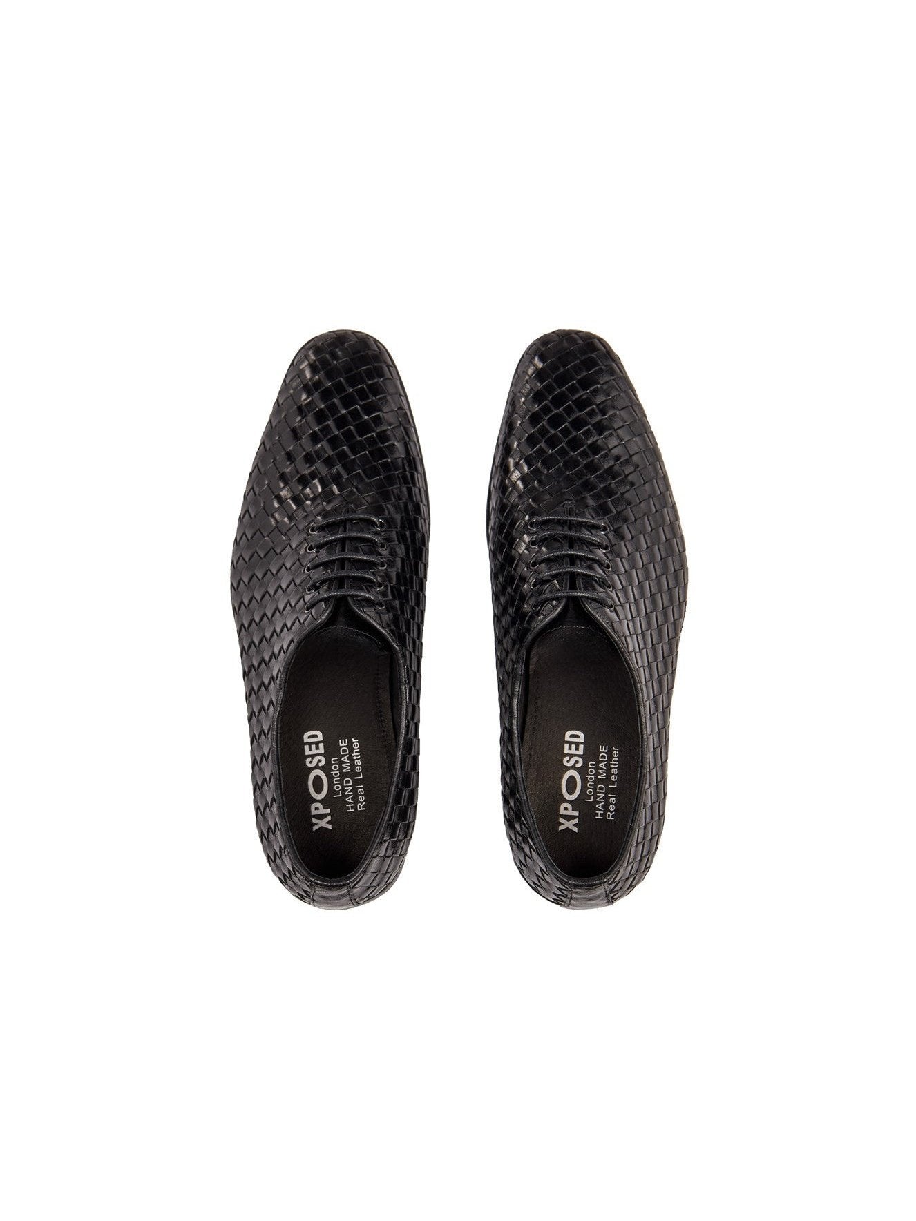 BLACK WOVEN LEATHER SHOES