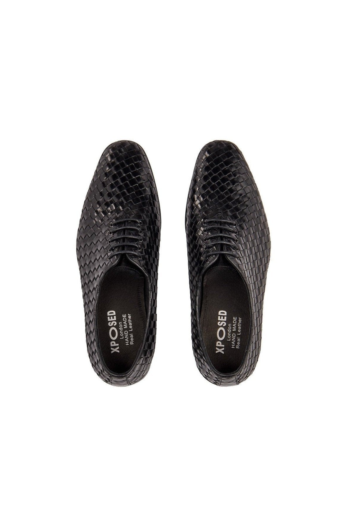 BLACK WOVEN LEATHER SHOES