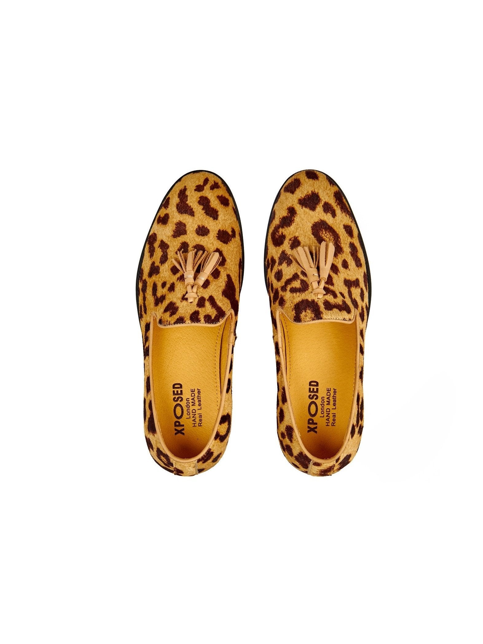 LEOPARD PRINT LEATHER TASSEL LOAFERS