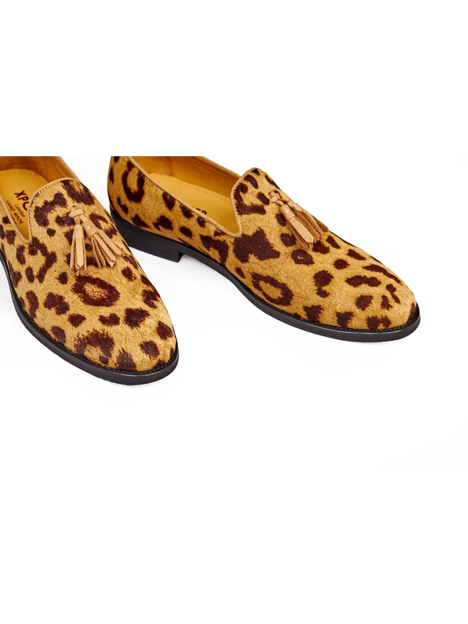 LEOPARD PRINT LEATHER TASSEL LOAFERS