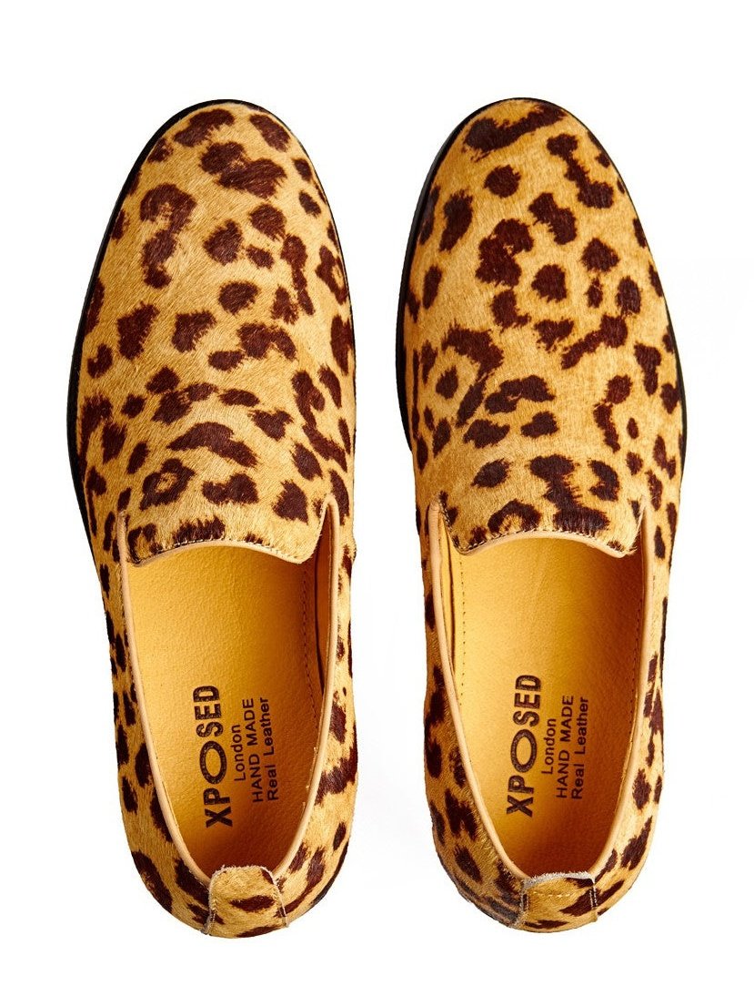 LEOPARD PRINT LEATHER LOAFERS
