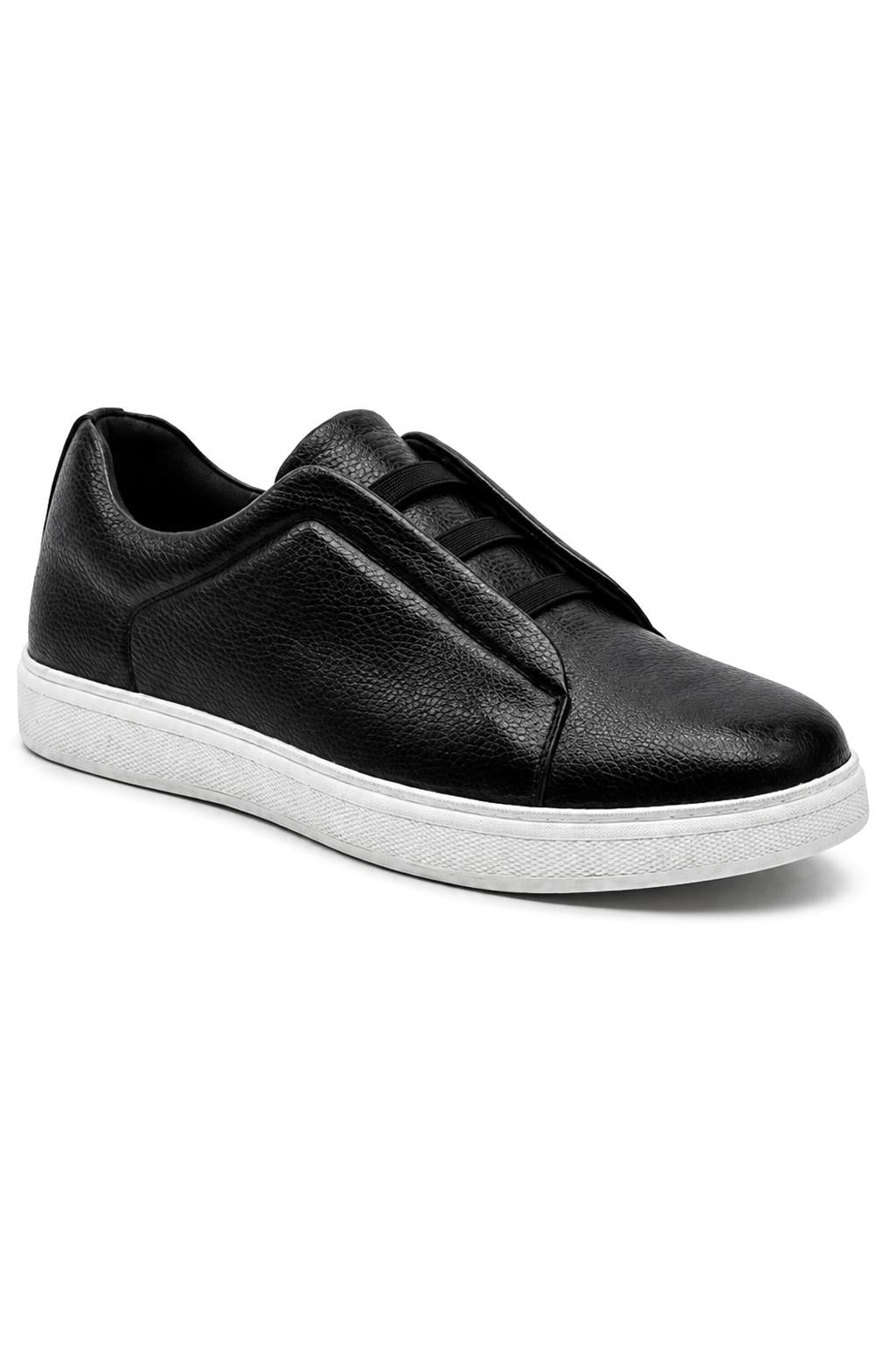 Men’s Black Faux Leather Slip-On Trainers Sartorial Shoes