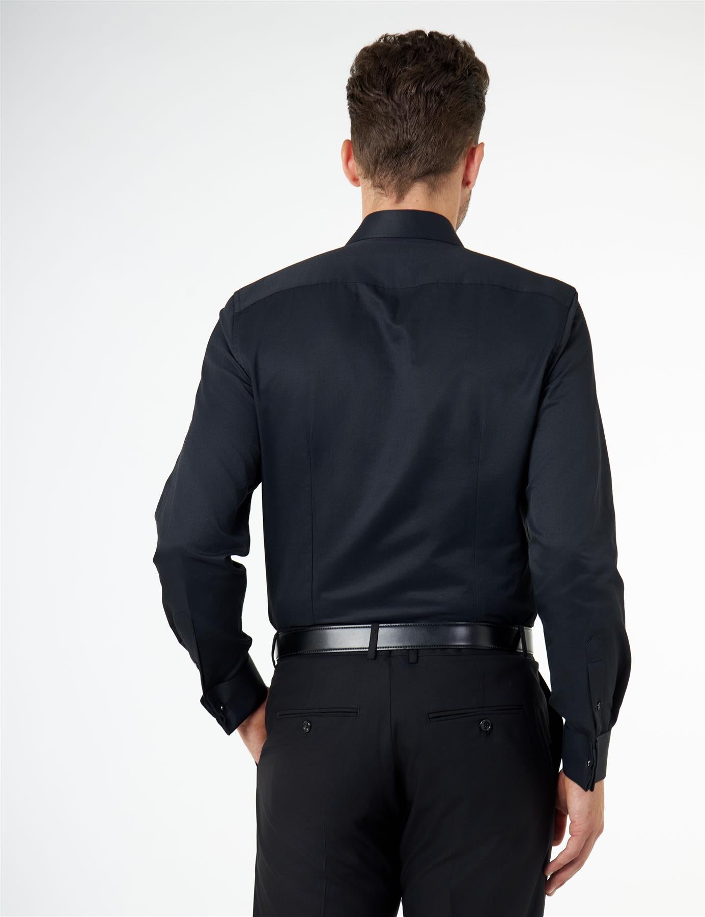 CLASSIC BLACK DOUBLE CUFF SHIRT