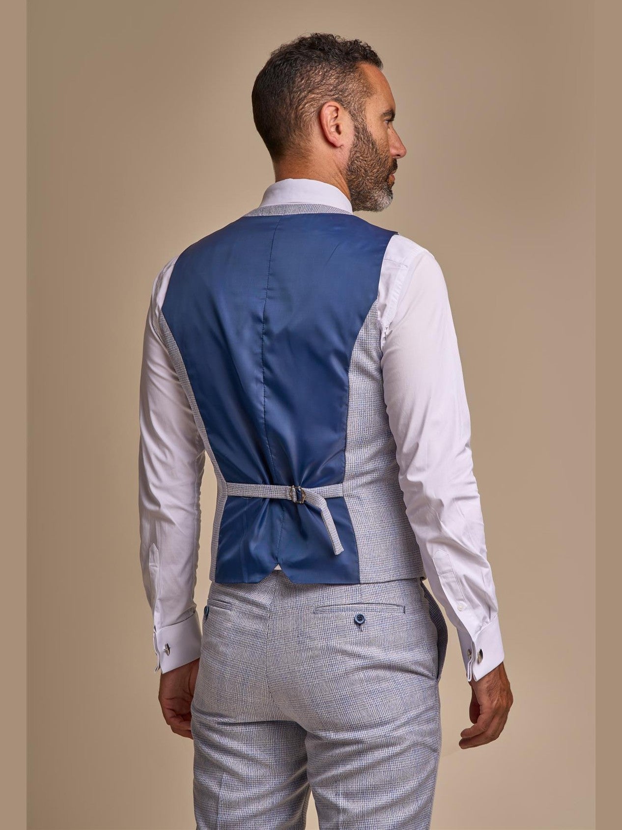 MENS CARIDI SKY BLUE TAILORED FIT THREE PIECE SUIT CAVANI