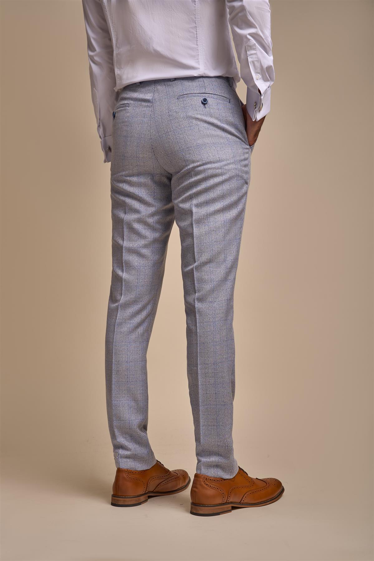 CARIDI - SKY BLUE CHECK TROUSERS CAVANI