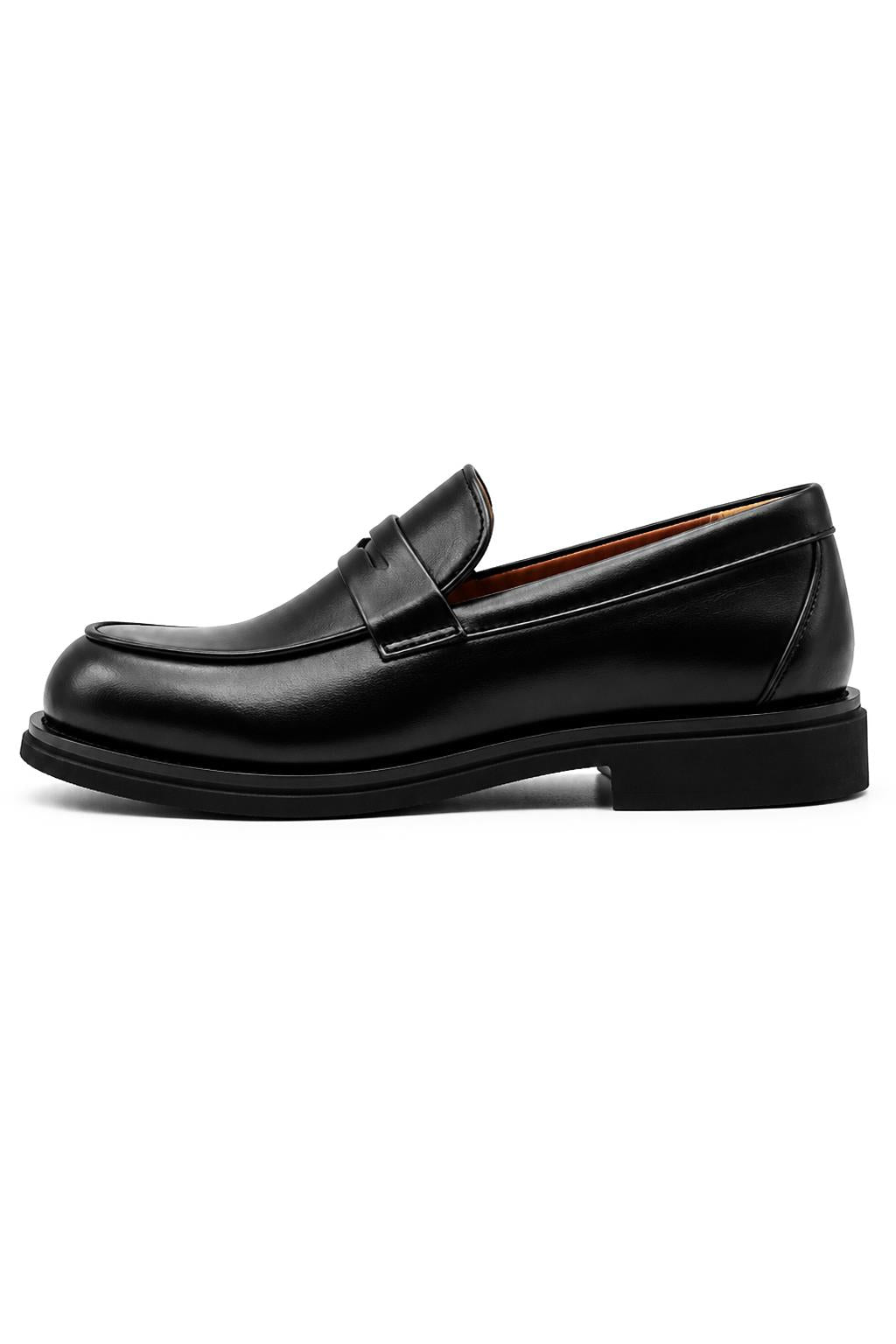 Men's Black Faux Leather Penny Strap Loafers Sartorial Shoes