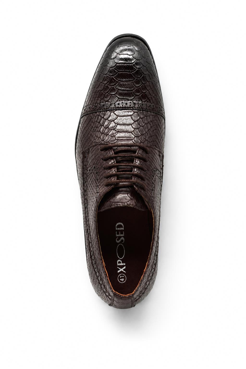 Men's Brown Printed Faux Leather Derby Dress Shoes Sartorial Shoes