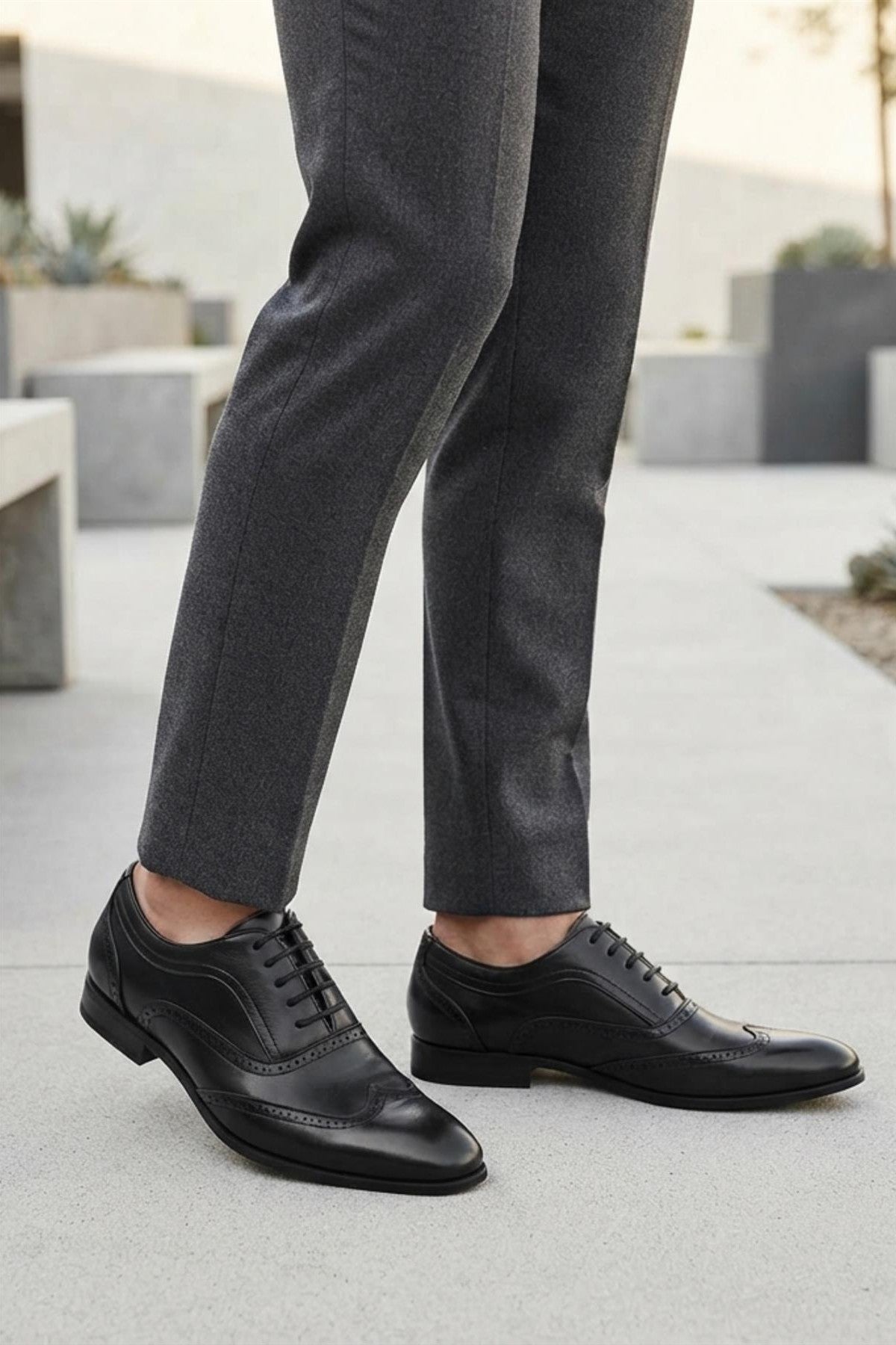 Men's Black Wingtip Brogue Oxford Formal Shoes Sartorial Shoes