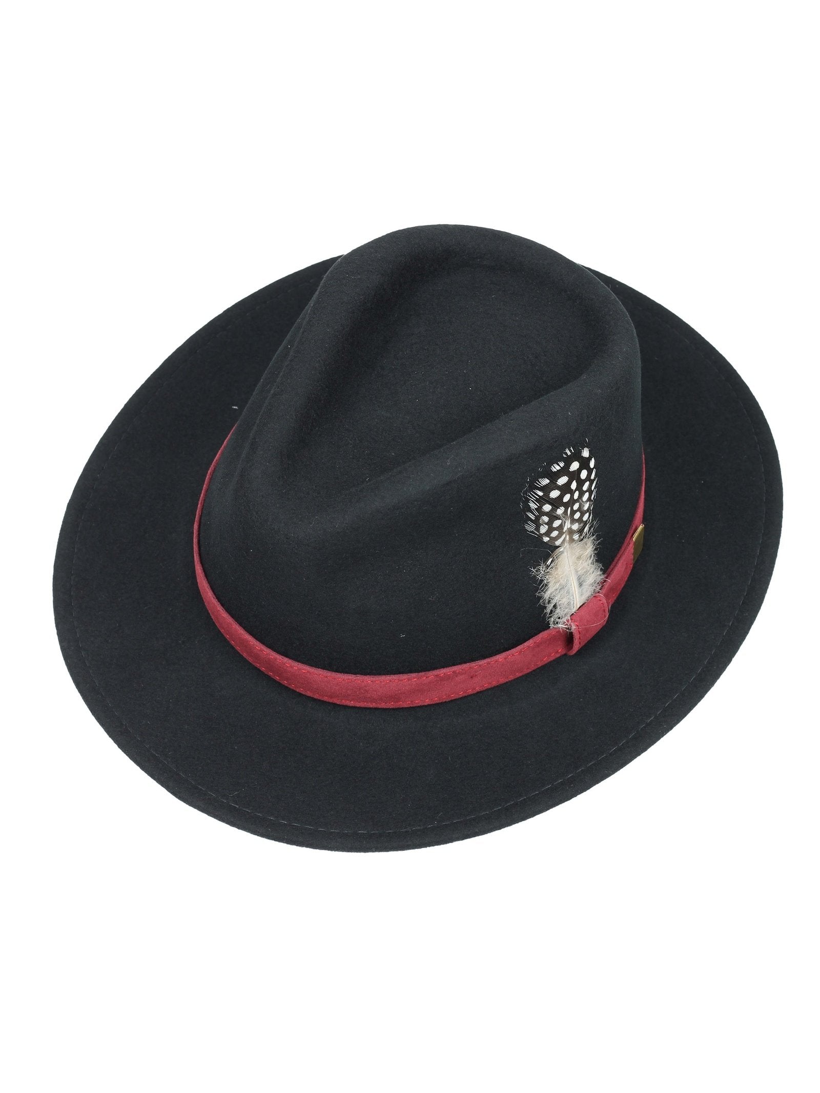 Trilby Fedora 100% Wool Black Hat