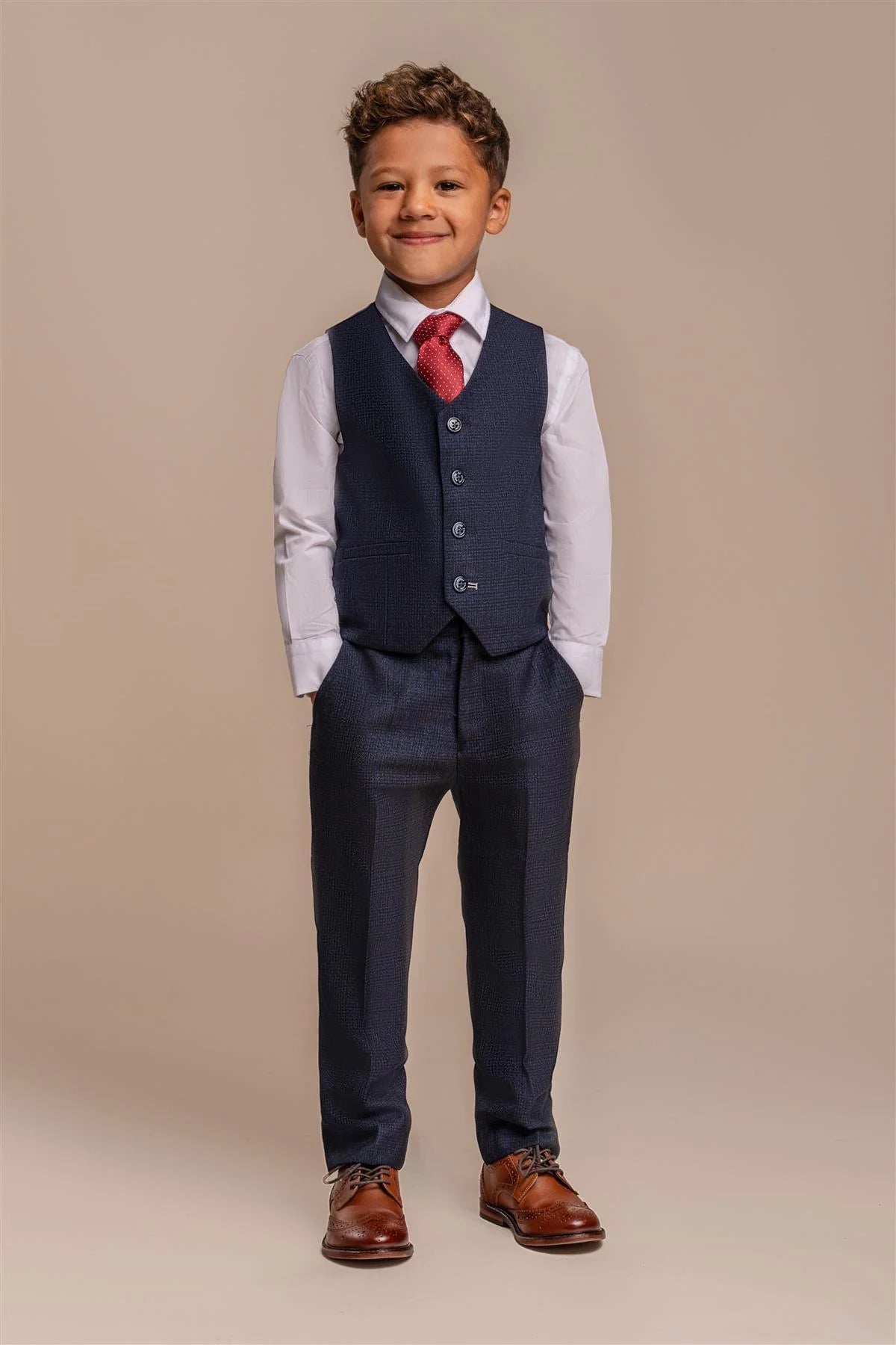 CARIDI NAVY THREE PIECE BOYS SUIT CAVANI