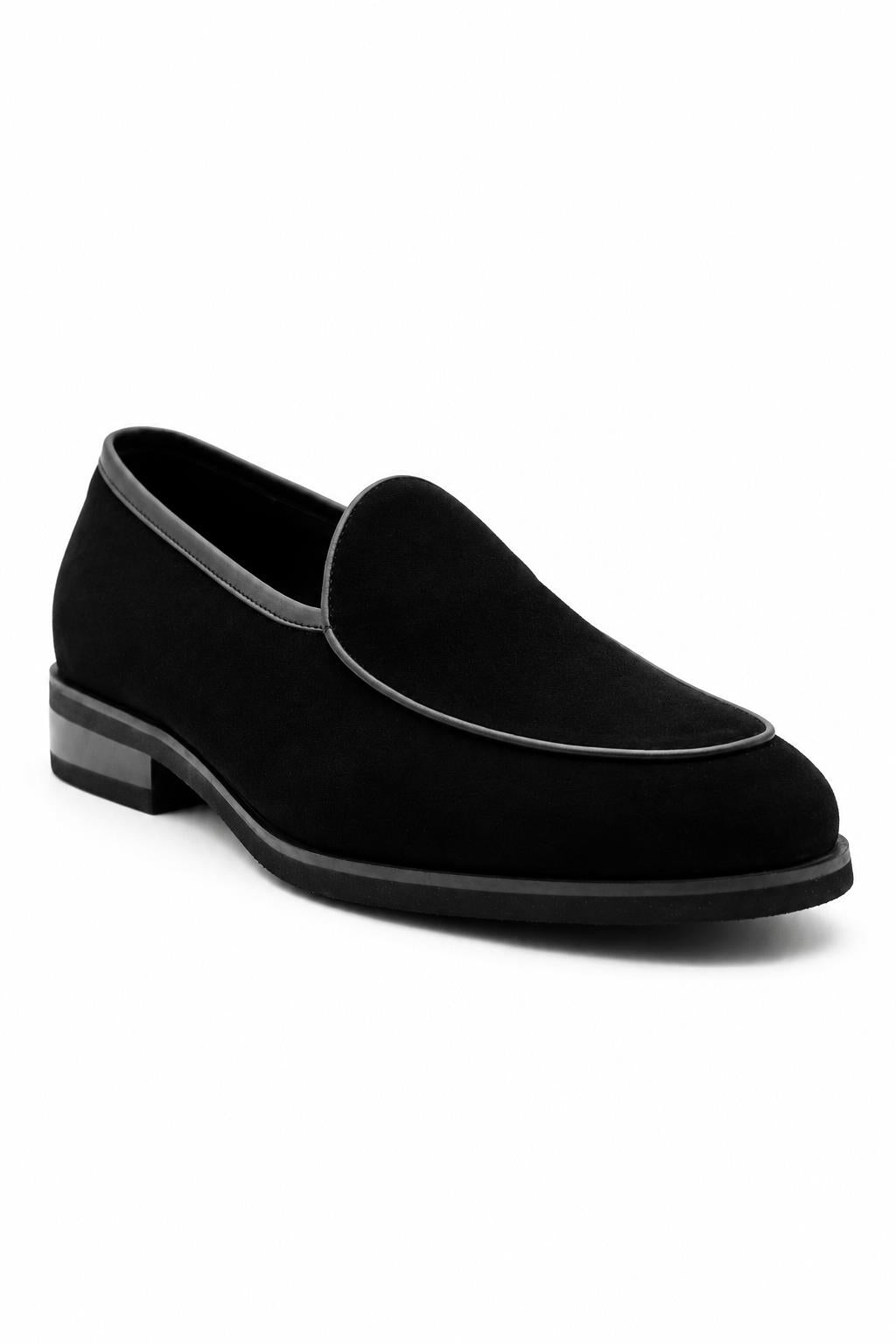 Men's Black Suede Leather Dress Loafers Sartorial Shoes