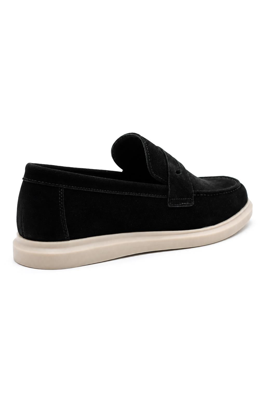 Men’s Milo Black Suede Leather Penny Loafers Sartorial Shoes