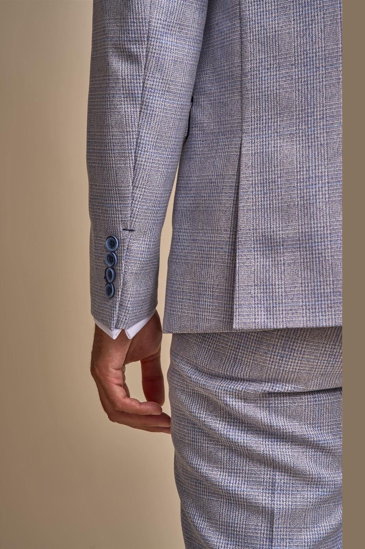 MENS CARIDI SKY BLUE TAILORED FIT THREE PIECE SUIT CAVANI