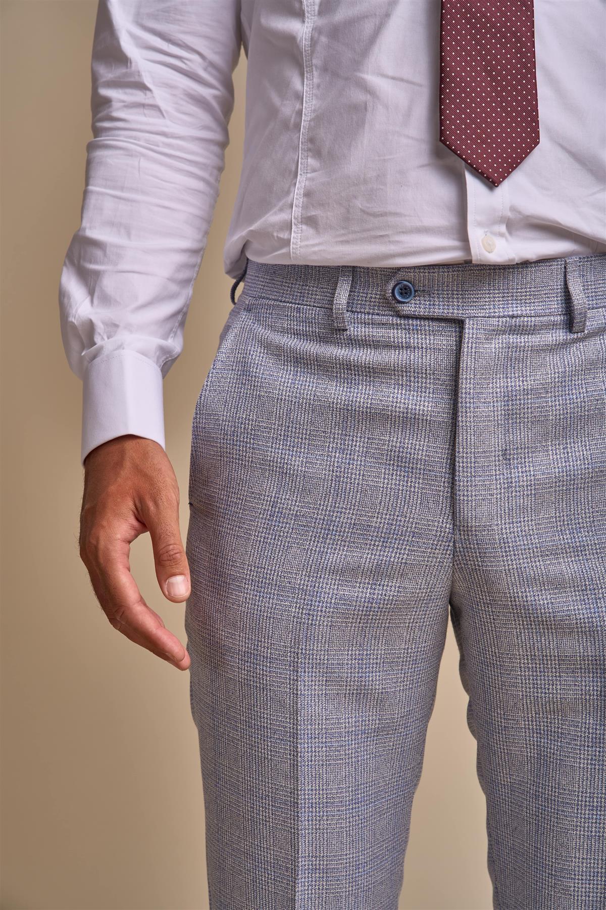 CARIDI - SKY BLUE CHECK TROUSERS CAVANI