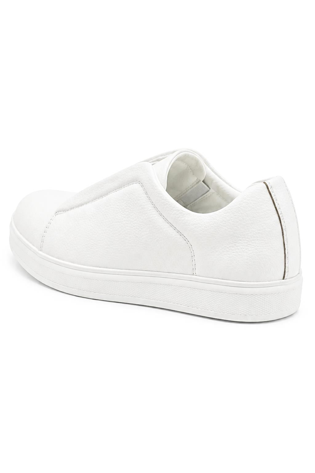 Men’s White Faux Leather Slip-On Trainers Sartorial Shoes