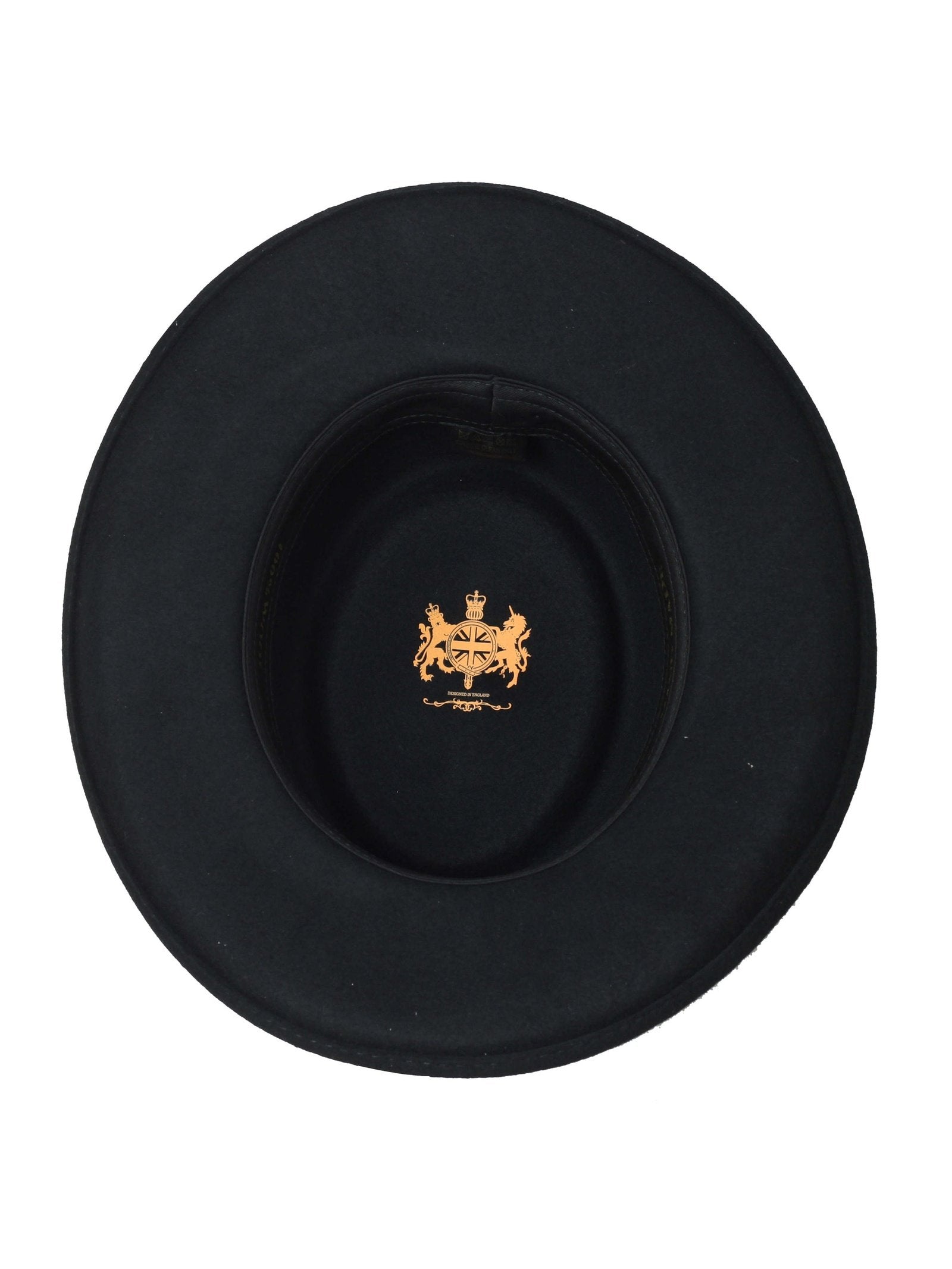 Mens Black Vintage 100% Wool Felt Crushable Gambler Cowboy Hat Curved Wide Brim