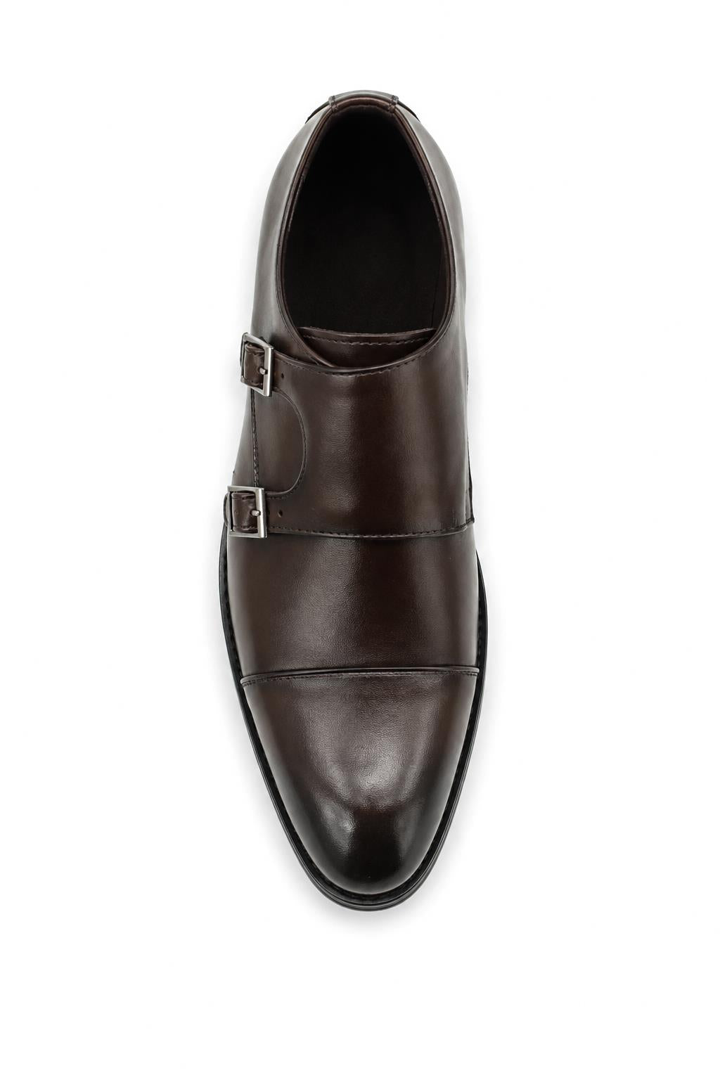 Men's Brown Double Monk Strap Cap Toe Formal Shoes Sartorial Shoes
