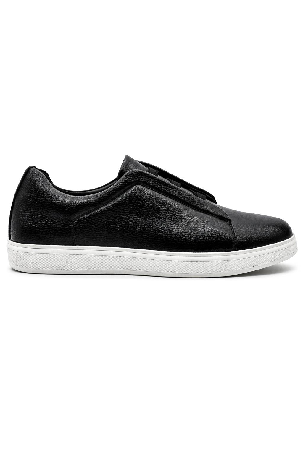 Men’s Black Faux Leather Slip-On Trainers Sartorial Shoes