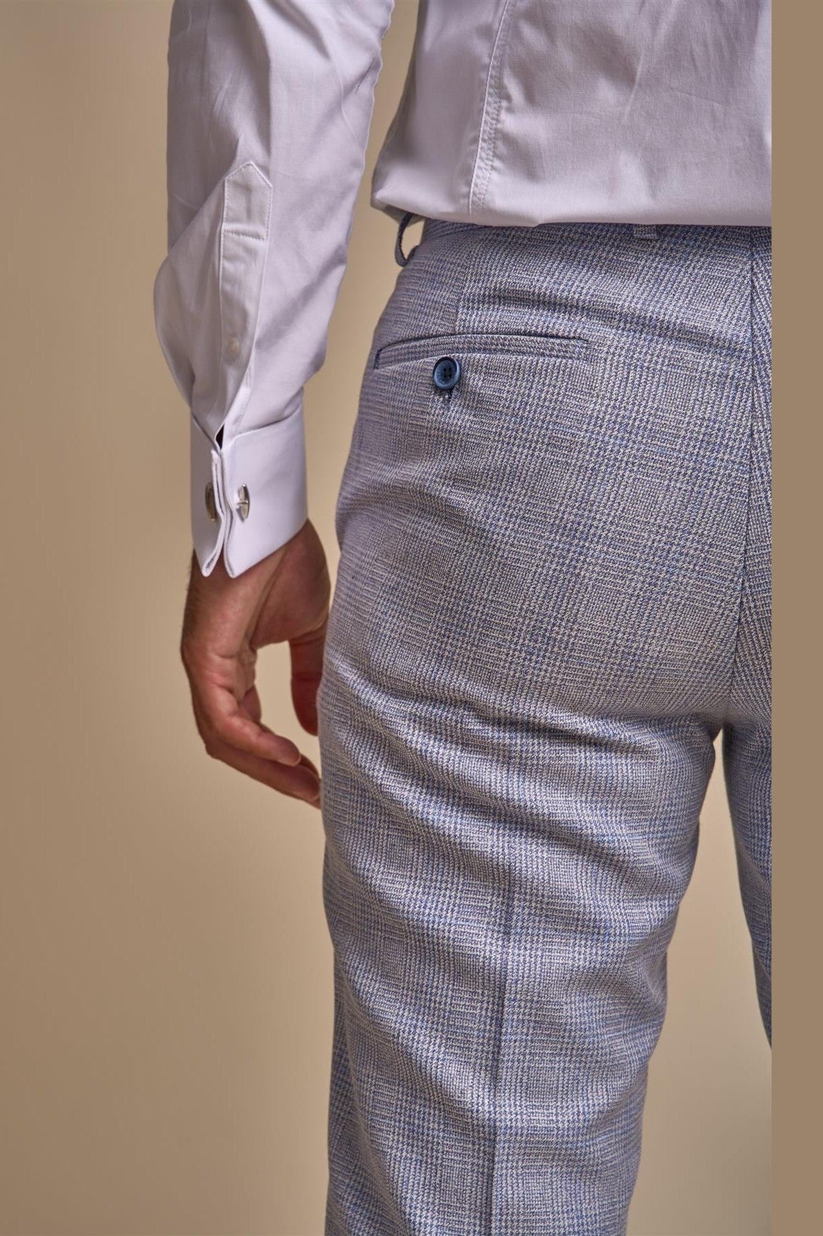 MENS CARIDI SKY BLUE TAILORED FIT THREE PIECE SUIT CAVANI