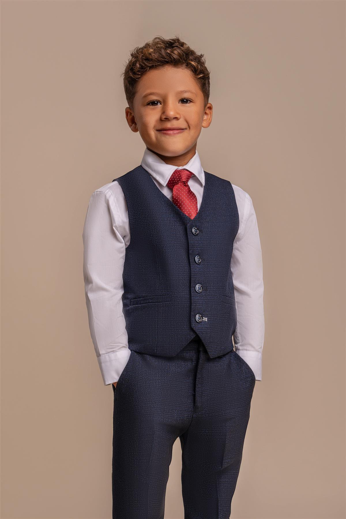 CARIDI NAVY THREE PIECE BOYS SUIT CAVANI