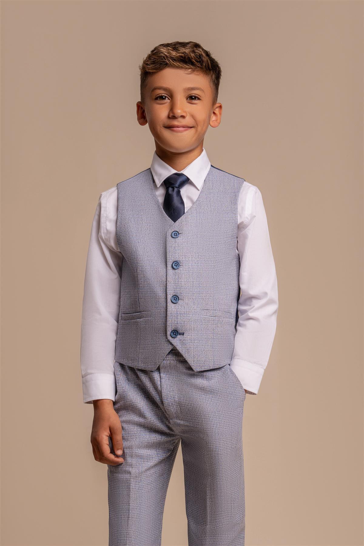 CARIDI SKY BLUE THREE PIECE BOYS SUIT CAVANI