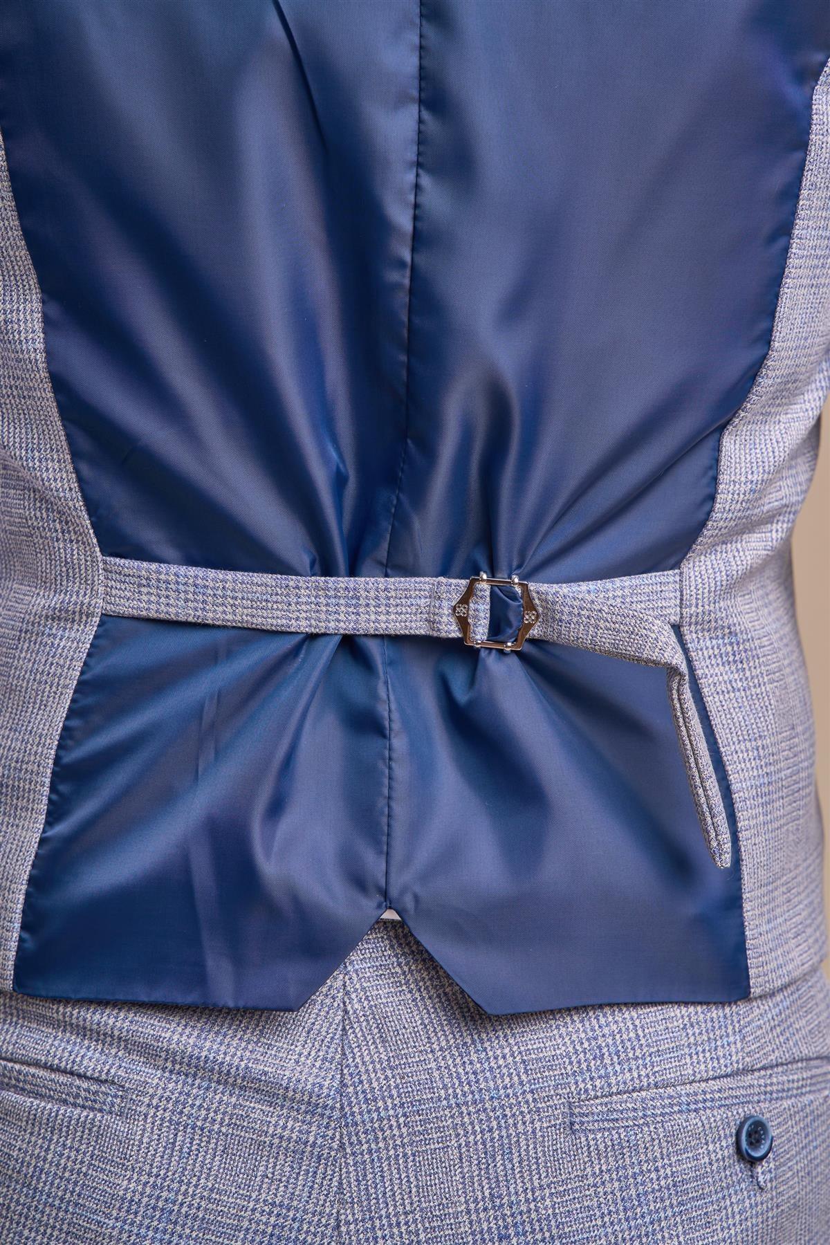 CARIDI - SKY BLUE CHECK WAISTCOAT CAVANI