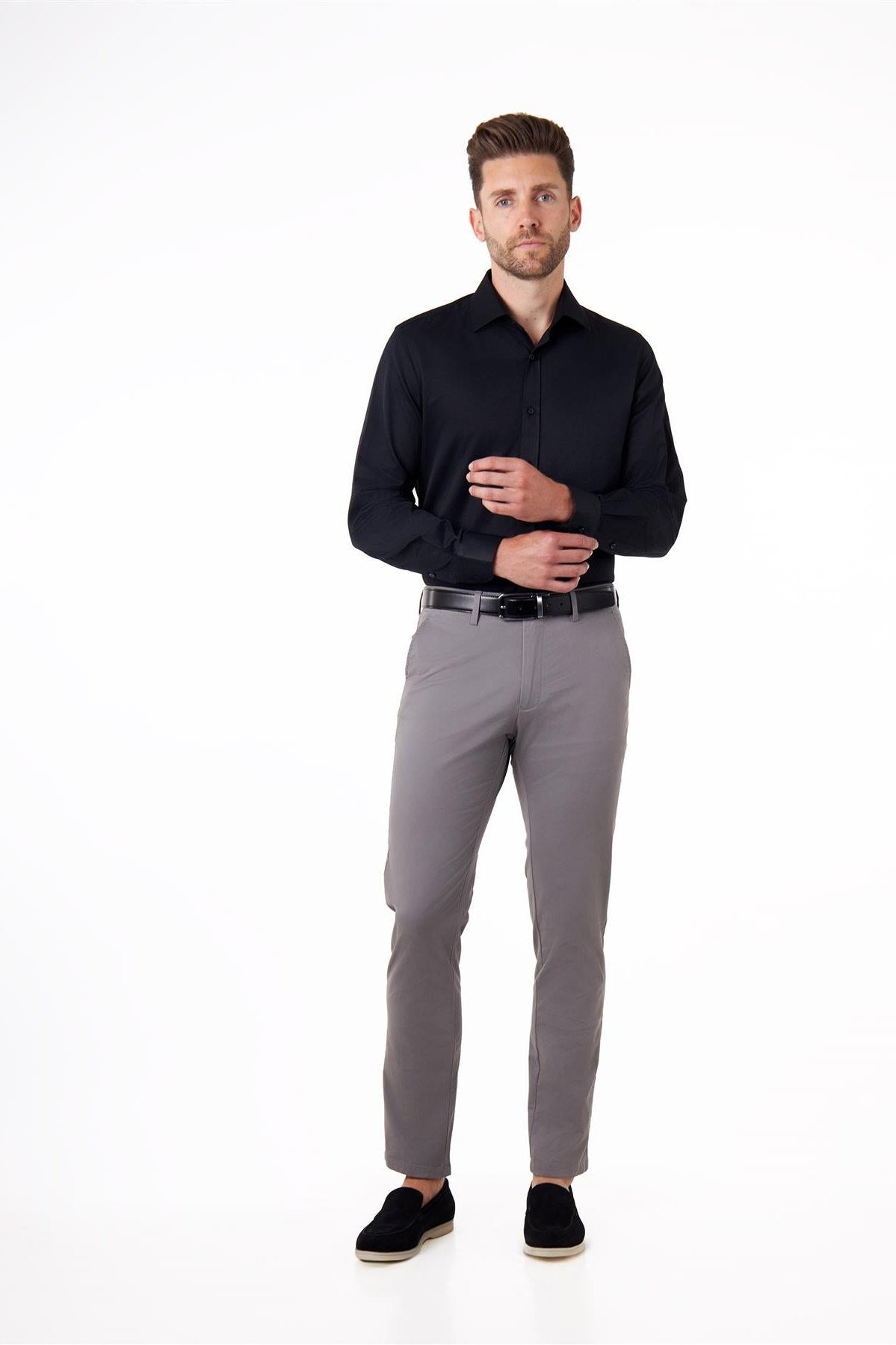 CLASSIC BLACK SINGLE CUFF TAILORED FIT SHIRT