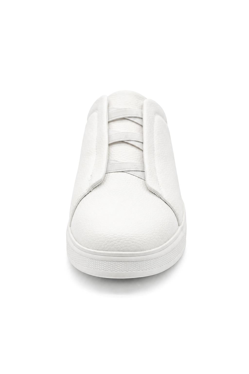 Men’s White Faux Leather Slip-On Trainers Sartorial Shoes