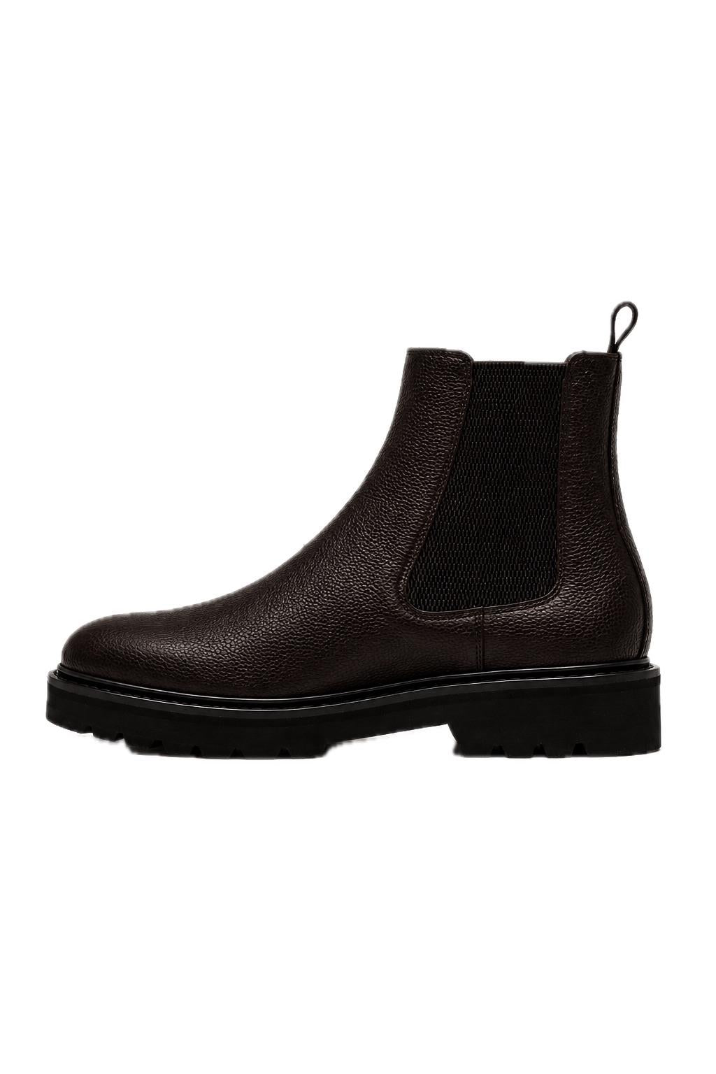 Men’s Brown Grain Leather Lightweight Chunky Sole Chelsea Boots Sartorial Shoes
