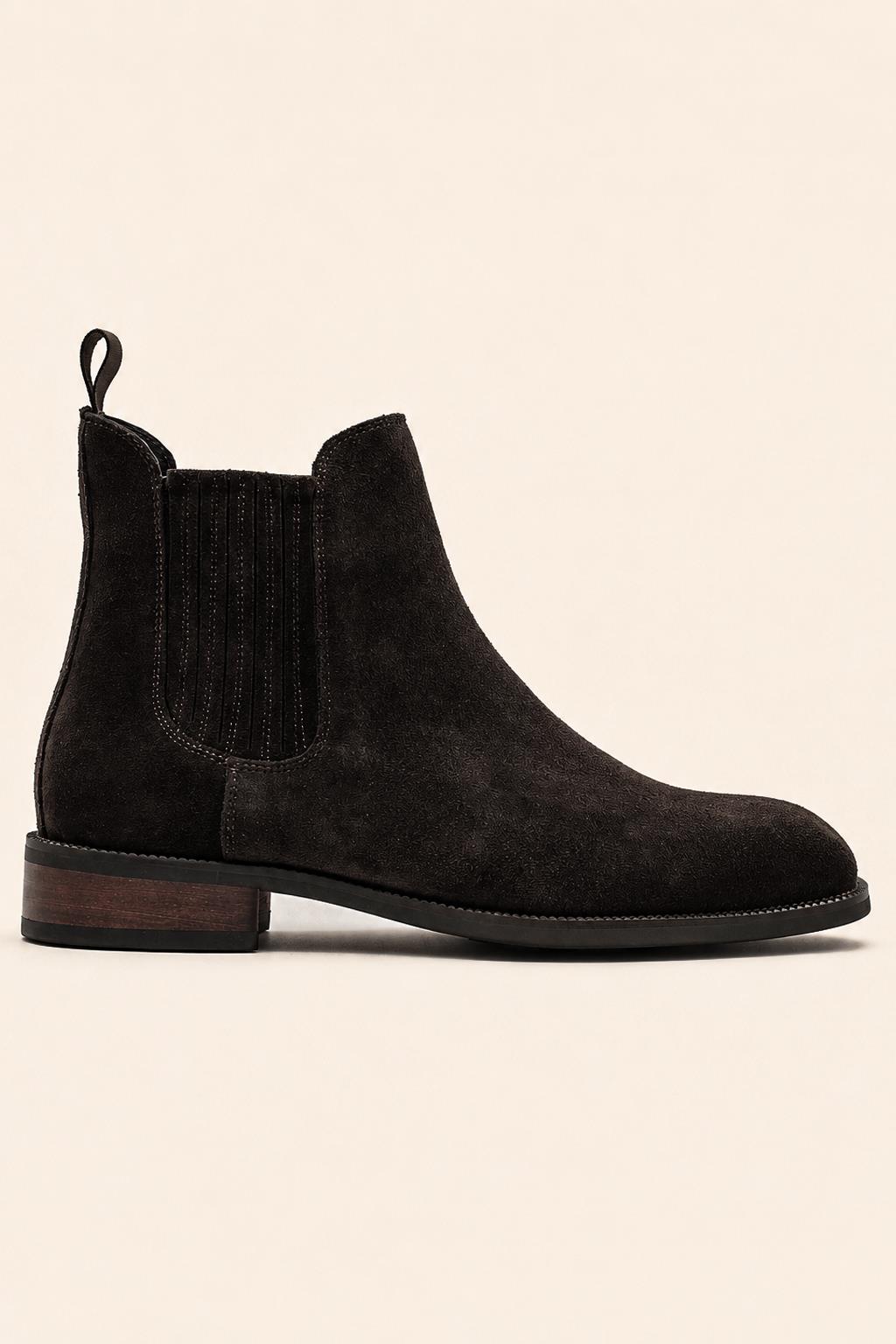 RAMOS Men’s Brown Smooth Suede Leather Chelsea Boots Sartorial Shoes