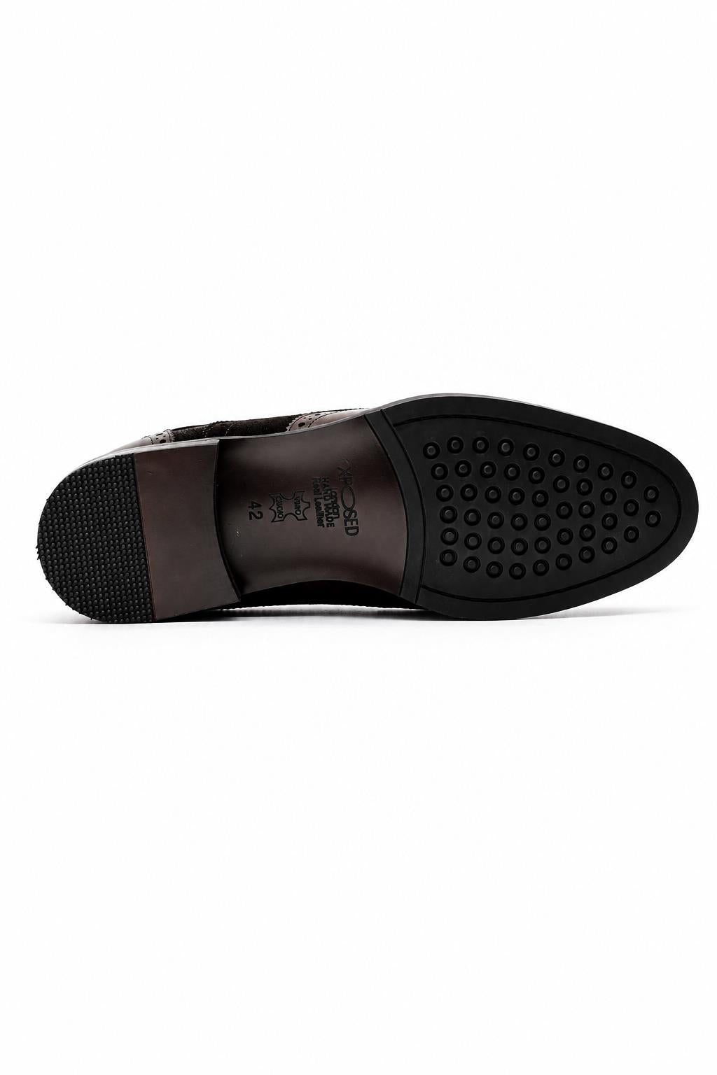 Lawson Men's Handmade Leather & Suede Wingtip Brogue Shoes – Brown Sartorial Shoes