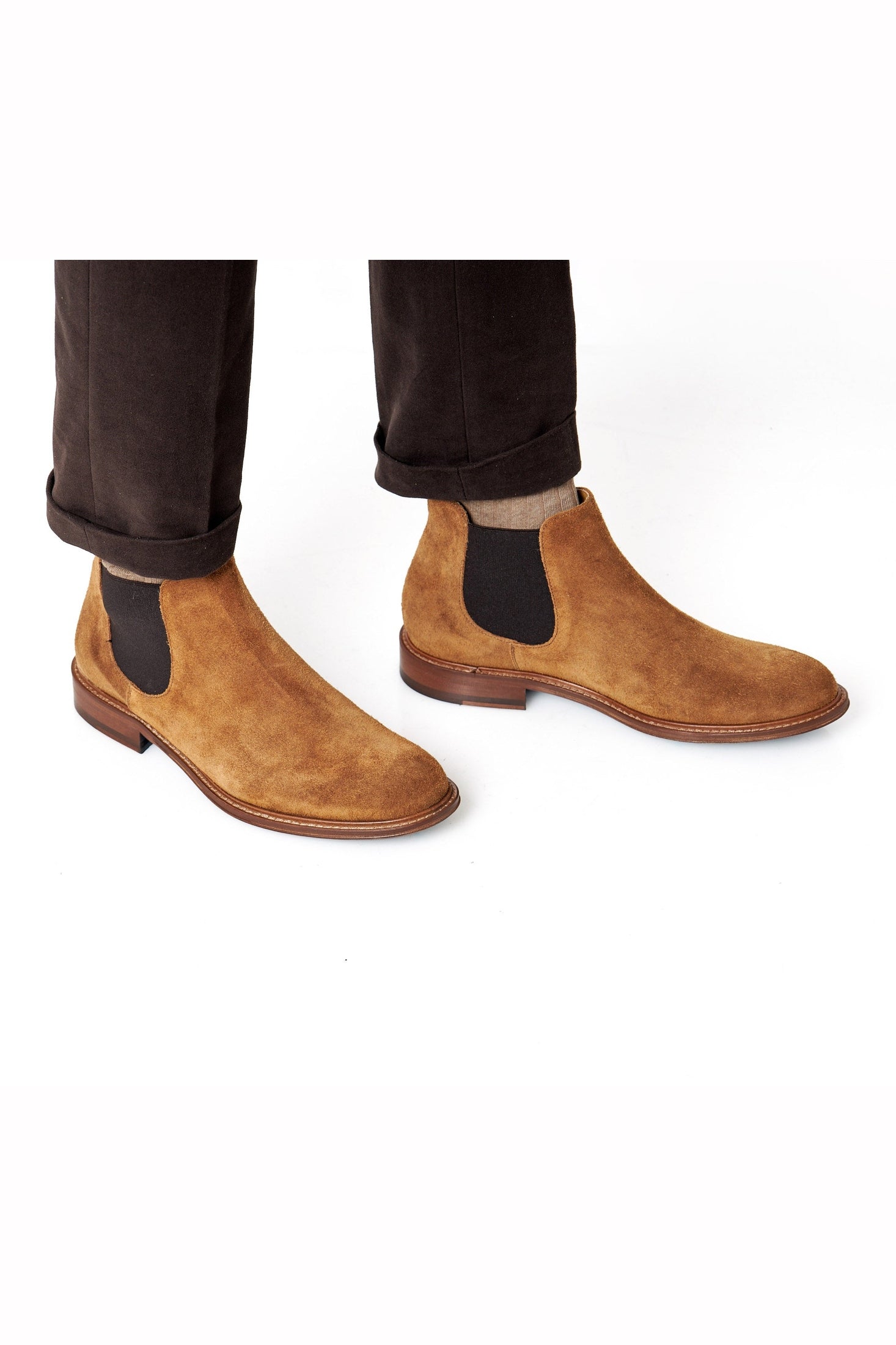 TAN ITALIAN SUEDE CHELSEA BOOTS