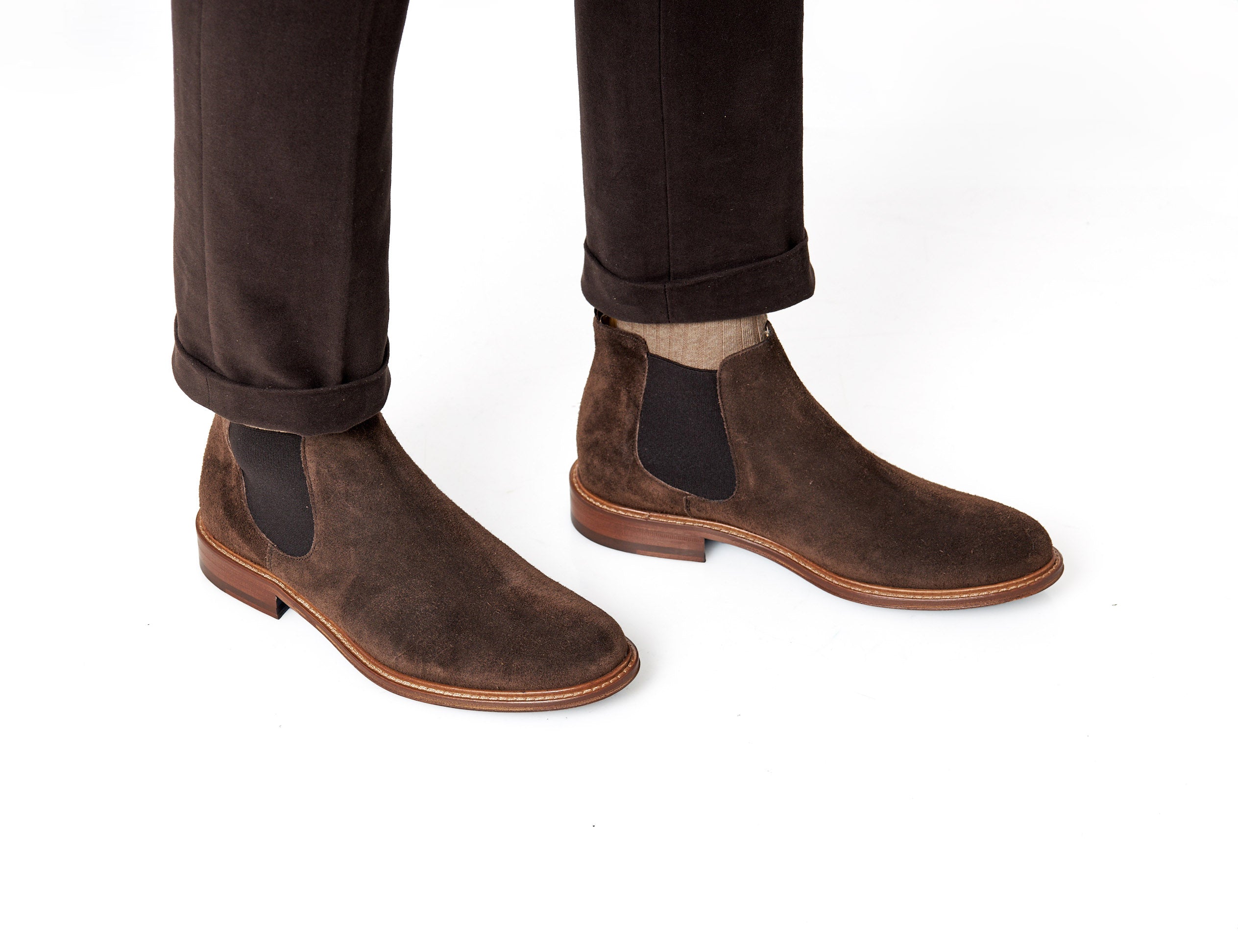 BROWN ITALIAN SUEDE CHELSEA BOOTS